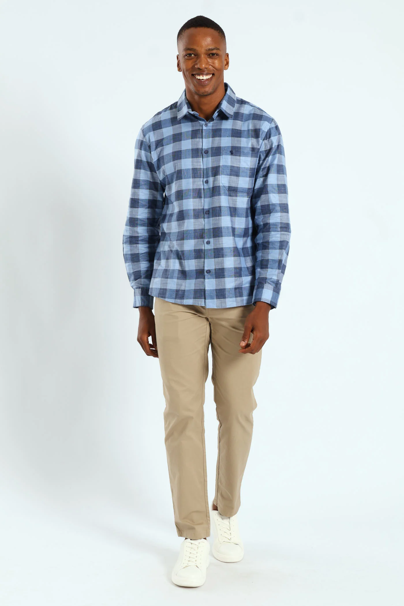 Long Sleeve Check Shirt - Blue - Image 5