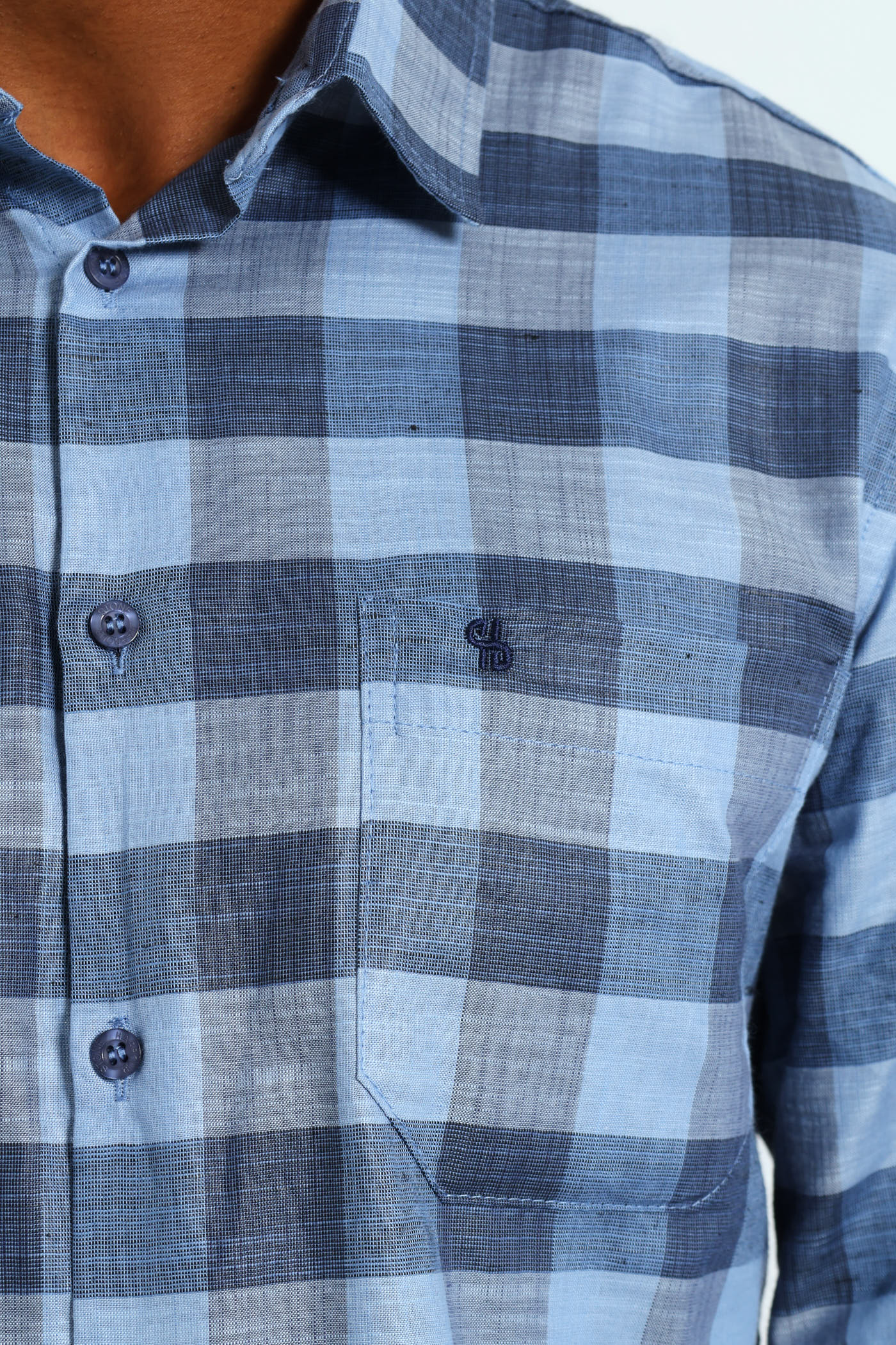 Long Sleeve Check Shirt - Blue - Image 7