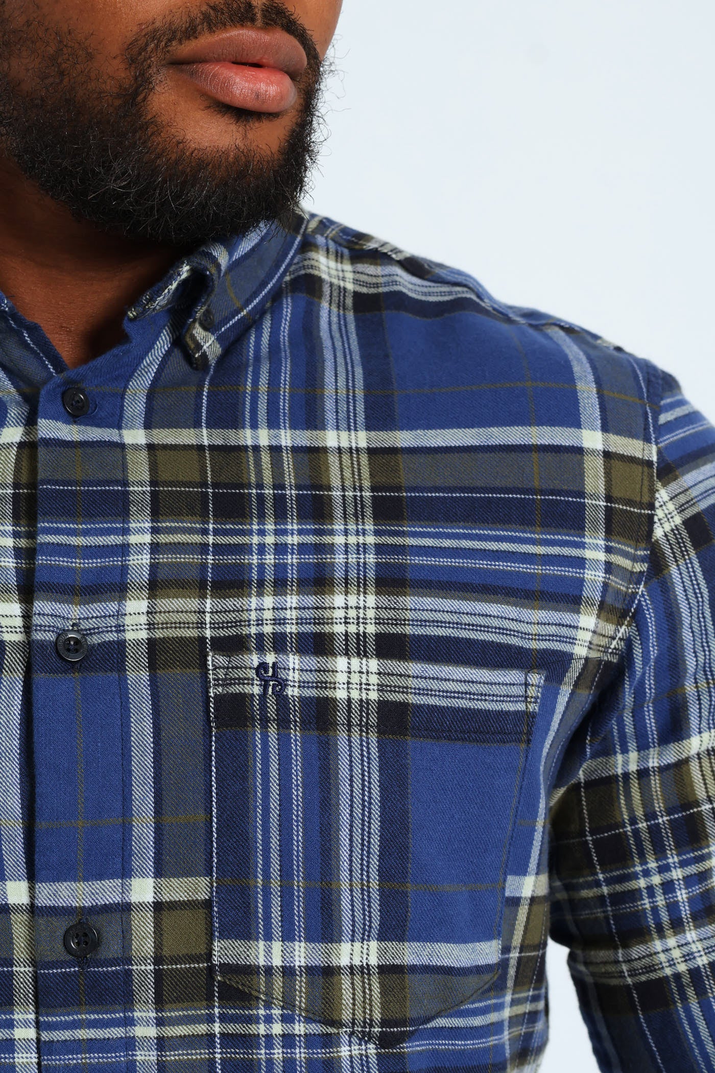 Long Sleeve Check Shirt - Blue/Fatigue - Image 4