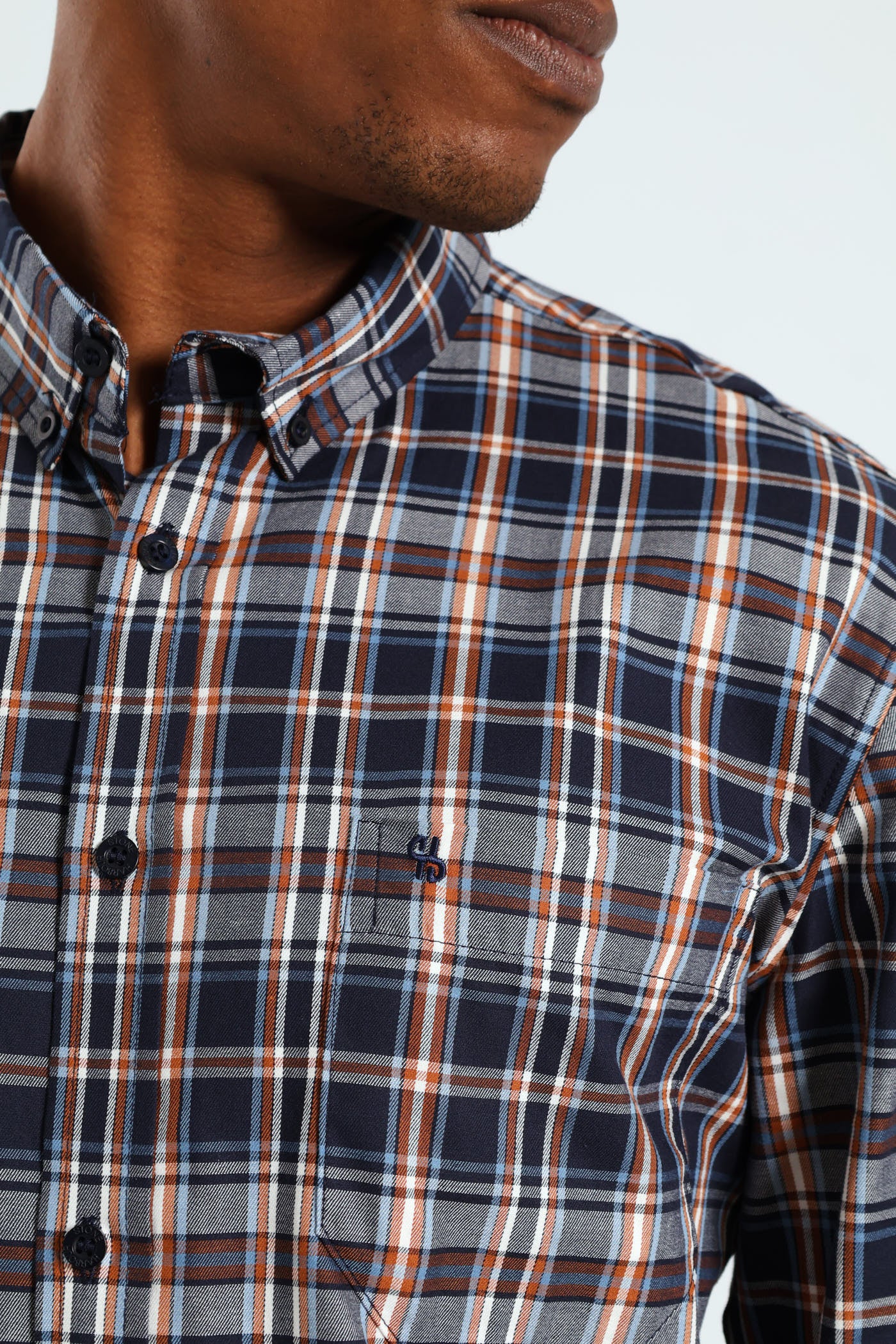 Long Sleeve Check Shirt - Navy - Image 2