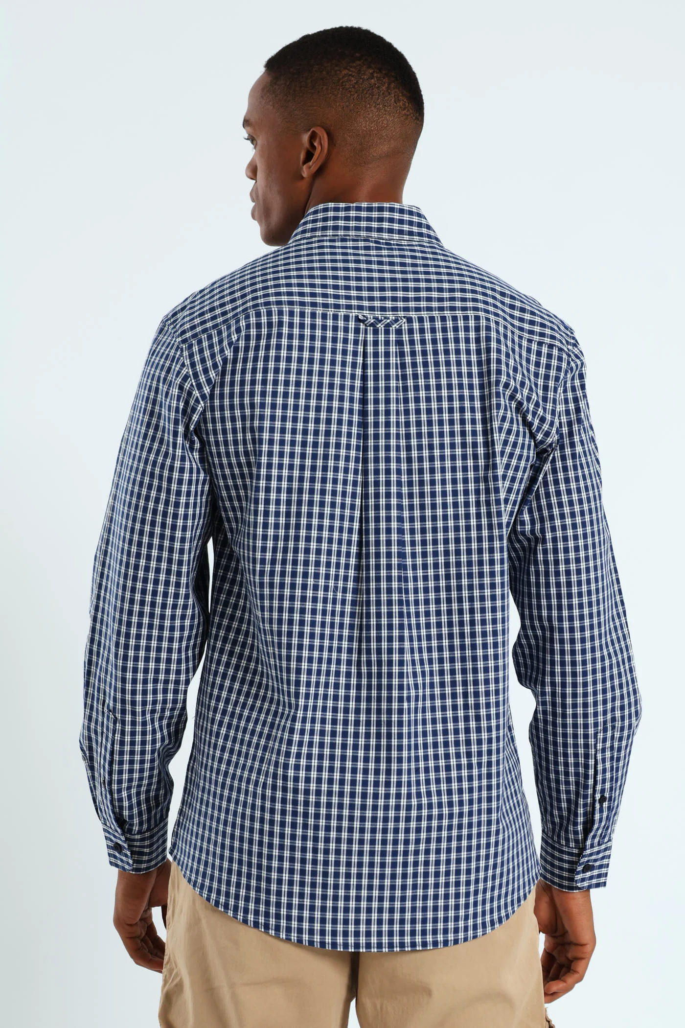 Long Sleeve Check Shirt - Navy/White - Image 4