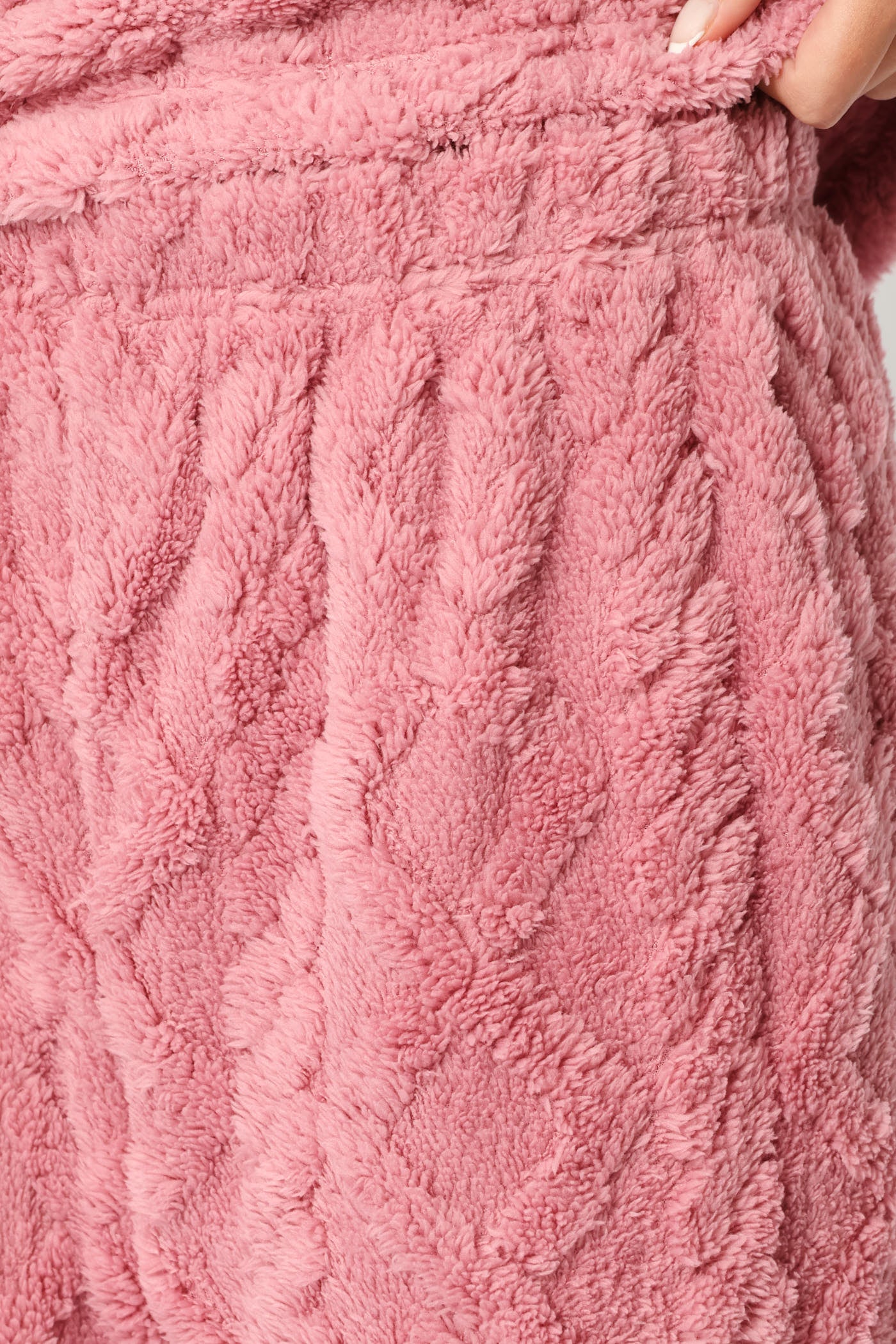 Long Sleeve Cherry Embossed Polar Fleece Top & Pant Set - Pink - Image 5