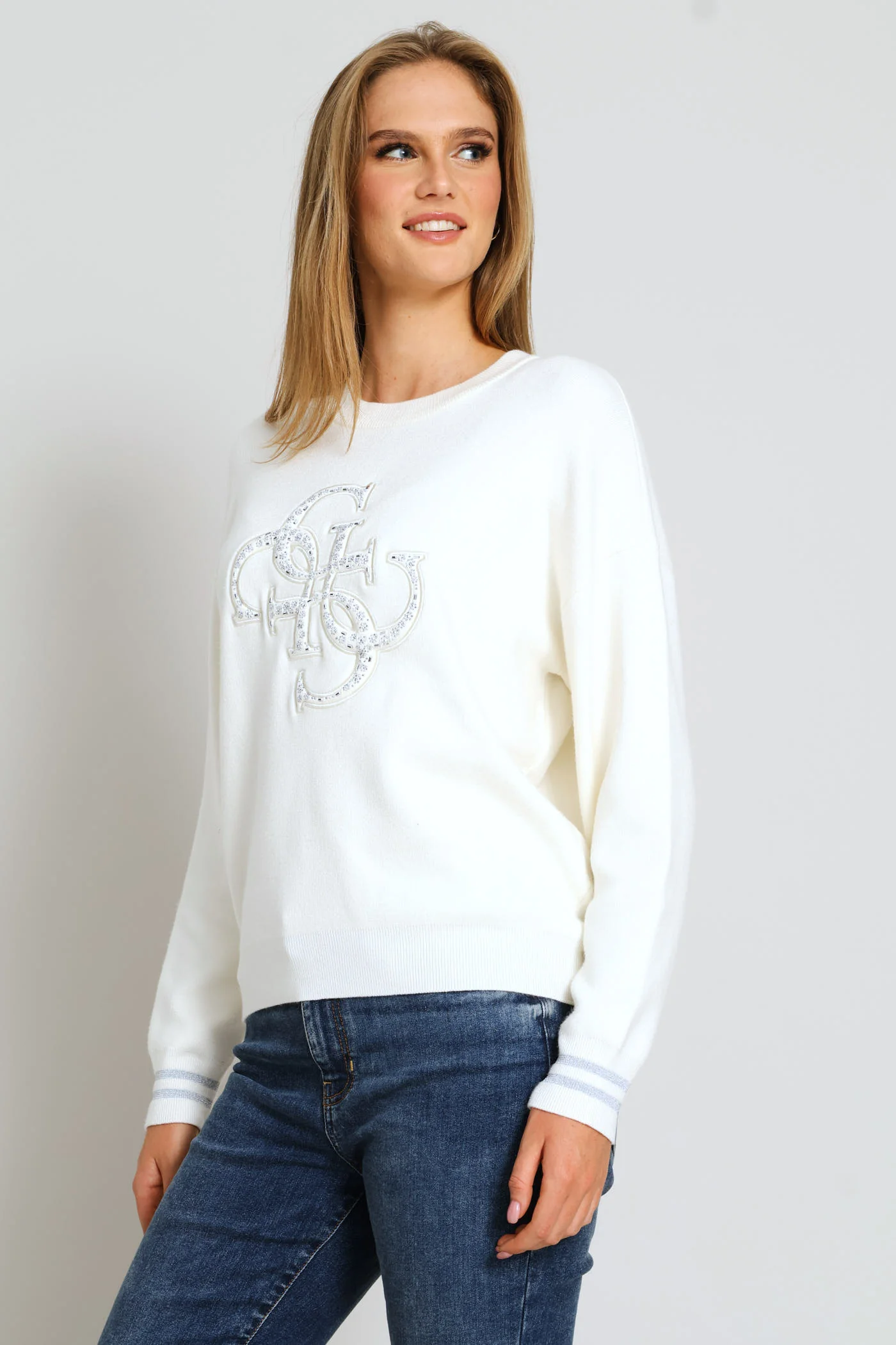 Long Sleeve Cn Sylvie Logo Sweater - Cream - Image 3