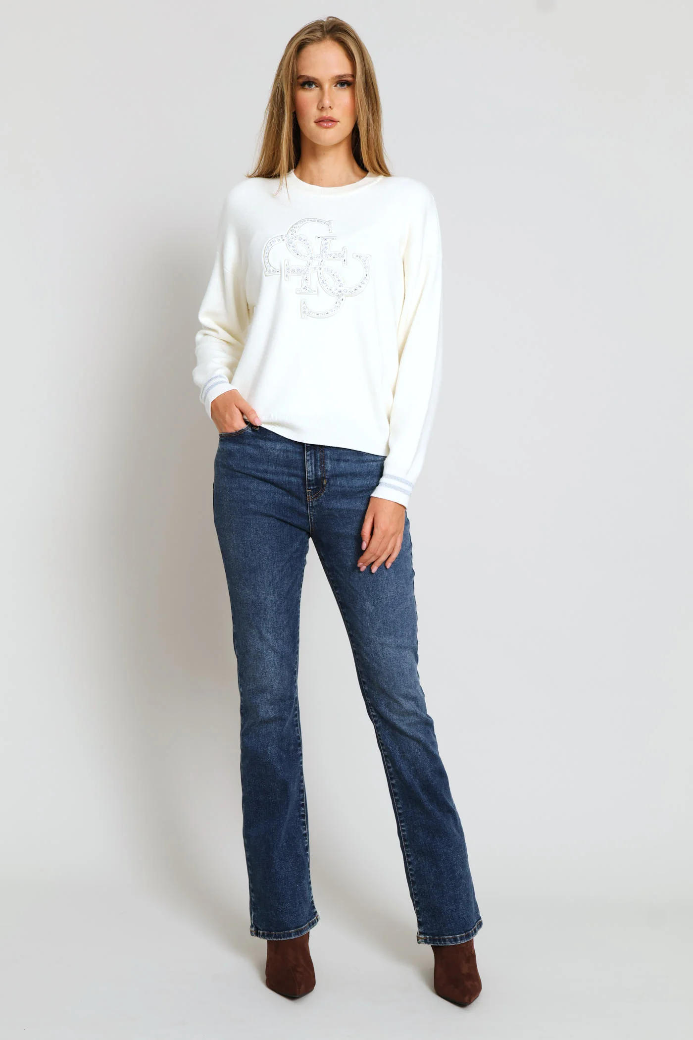 Long Sleeve Cn Sylvie Logo Sweater - Cream - Image 5