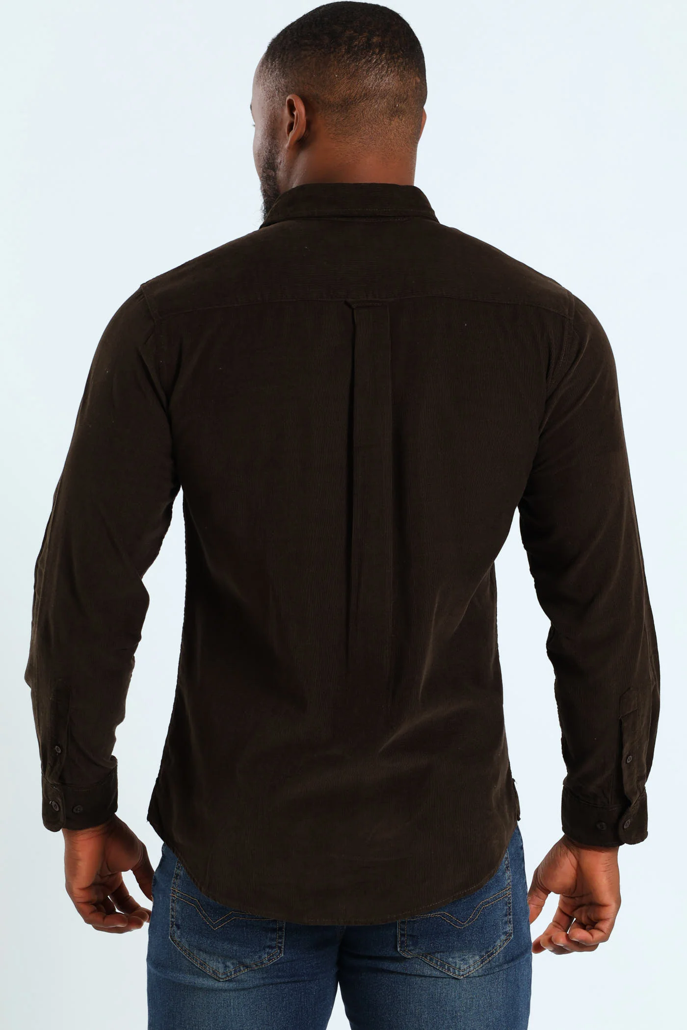 Long Sleeve Corduroy Shirt - Mid Brown - Image 3