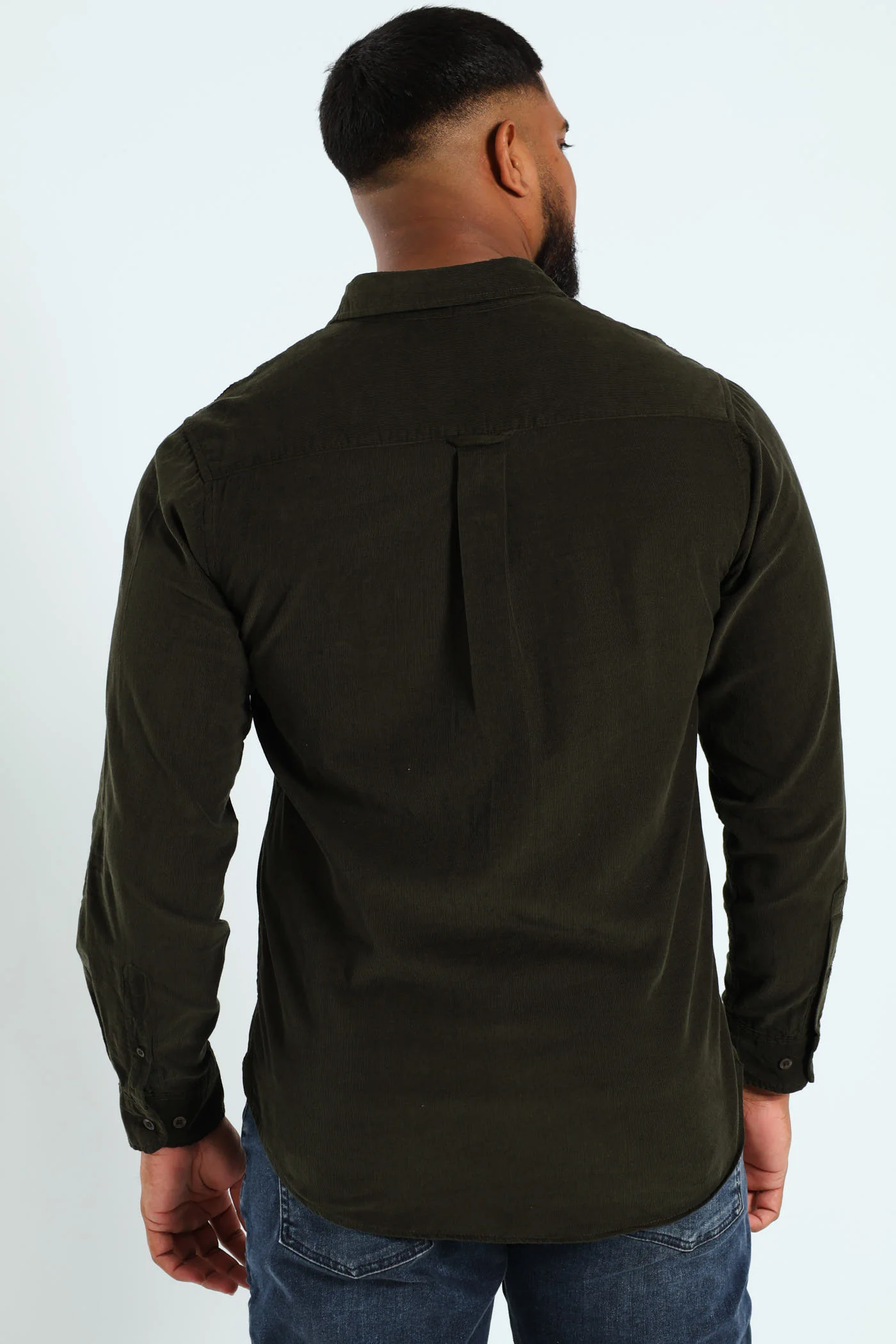 Long Sleeve Corduroy Shirt - Olive - Image 4