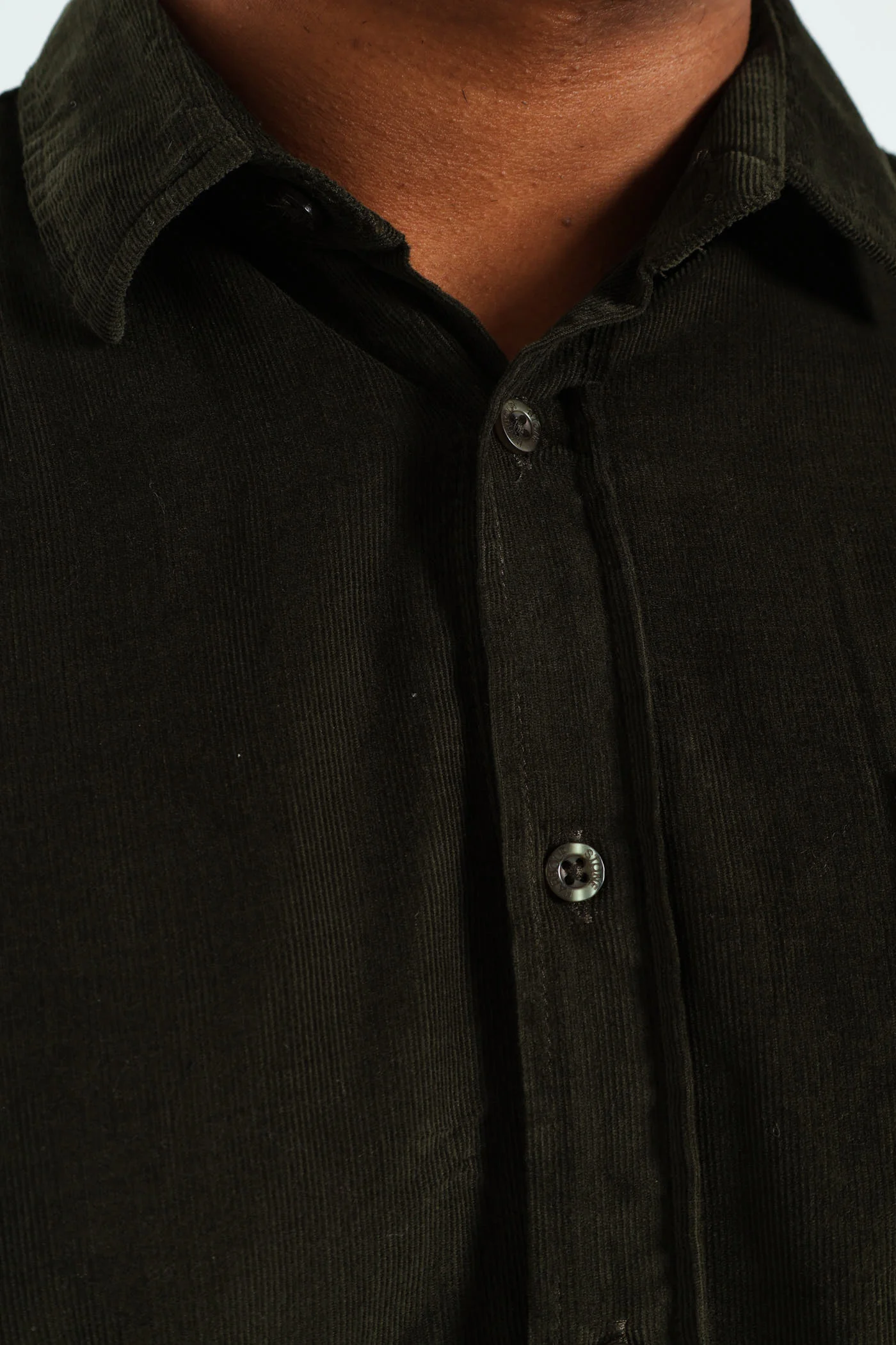 Long Sleeve Corduroy Shirt - Olive - Image 5