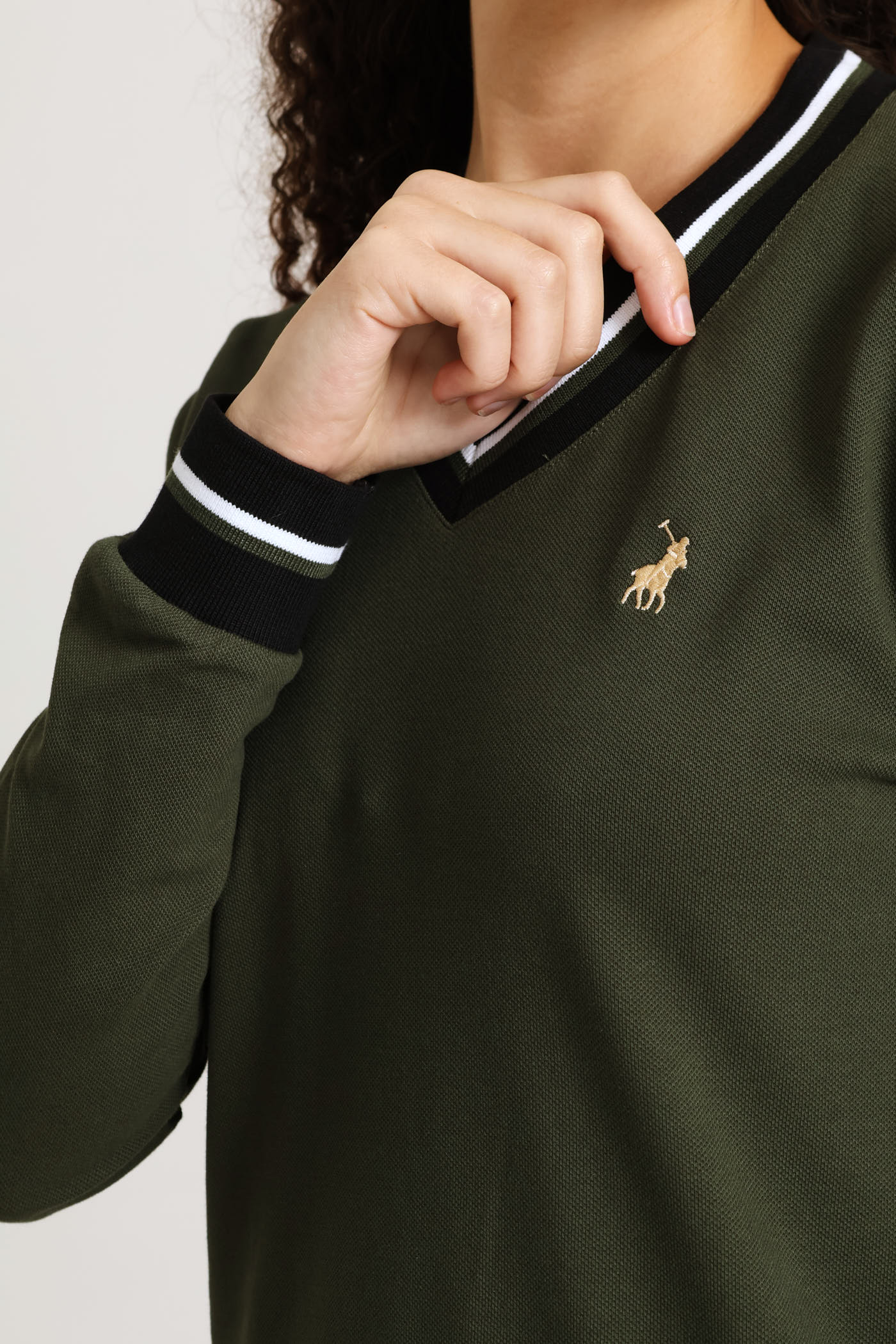 Long Sleeve Cory Pique Dress - Olive - Image 2