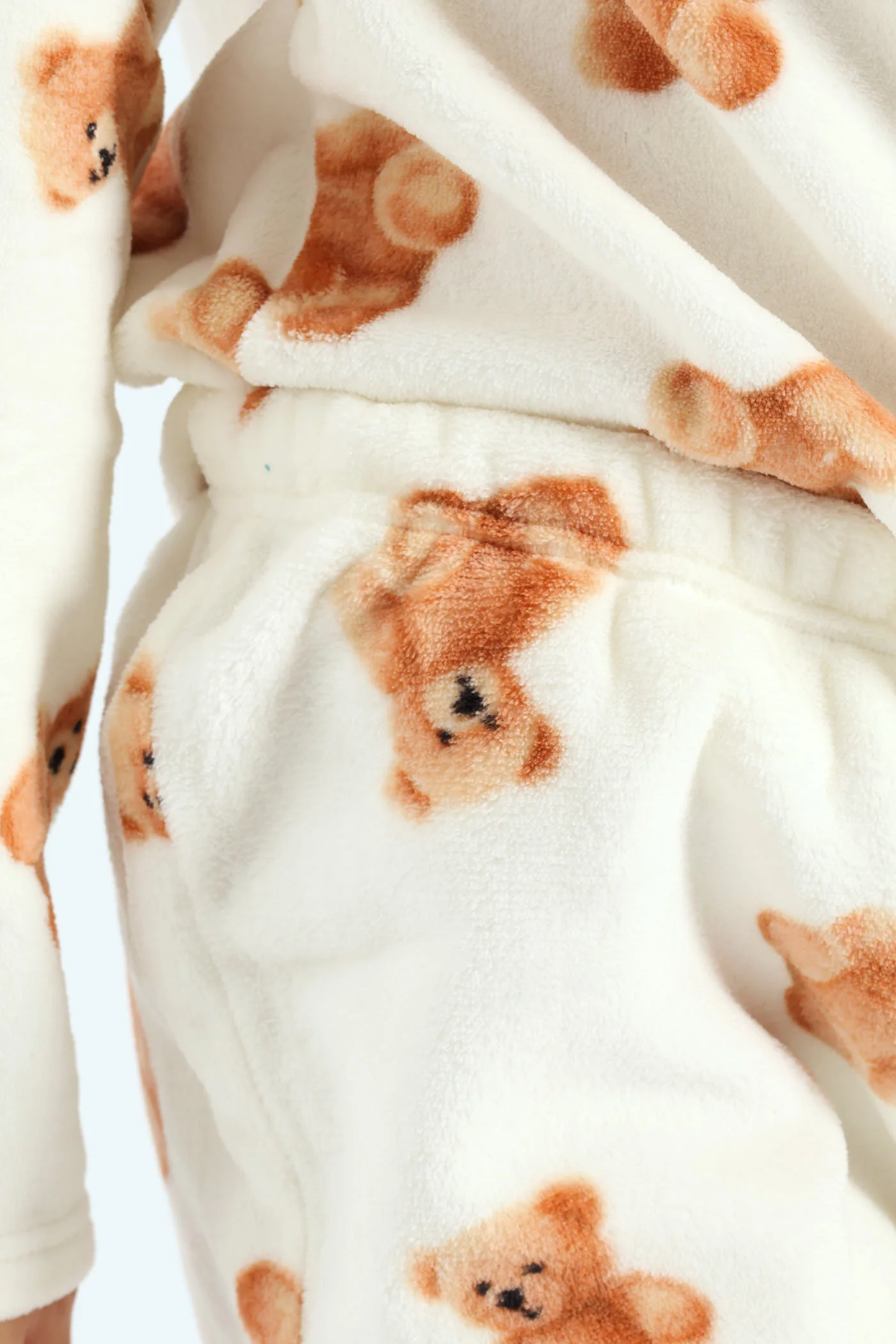 Long Sleeve Cosy Teddy Top & Pants Set - Cream - Image 2