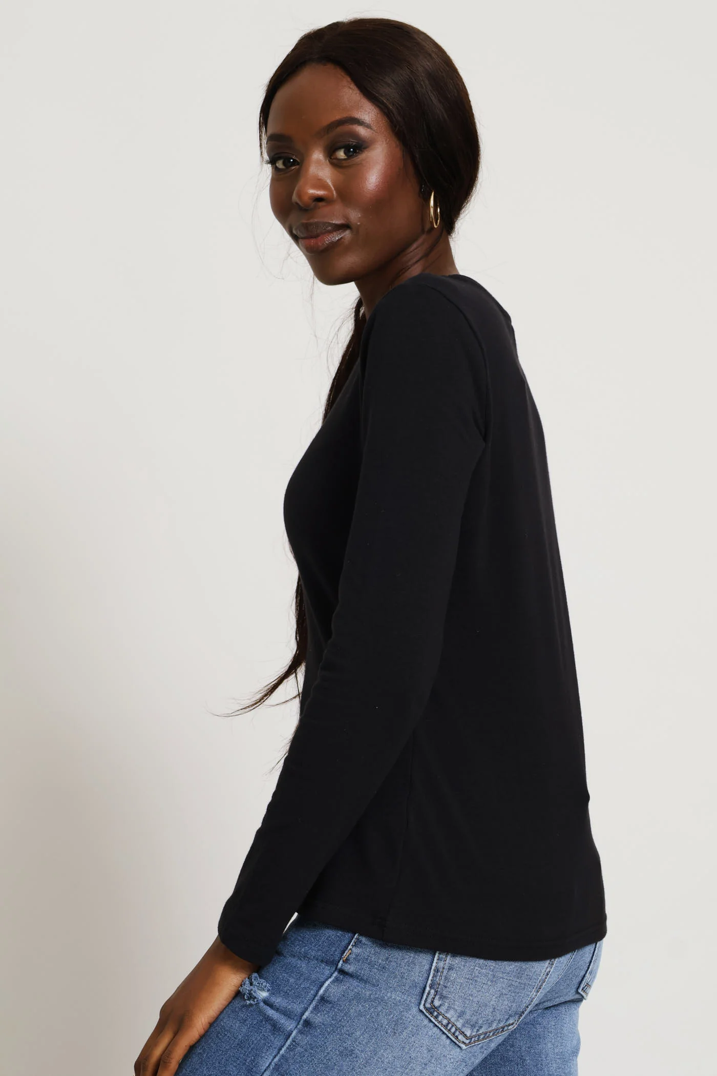 Long Sleeve Crew Tee - Black - Image 3