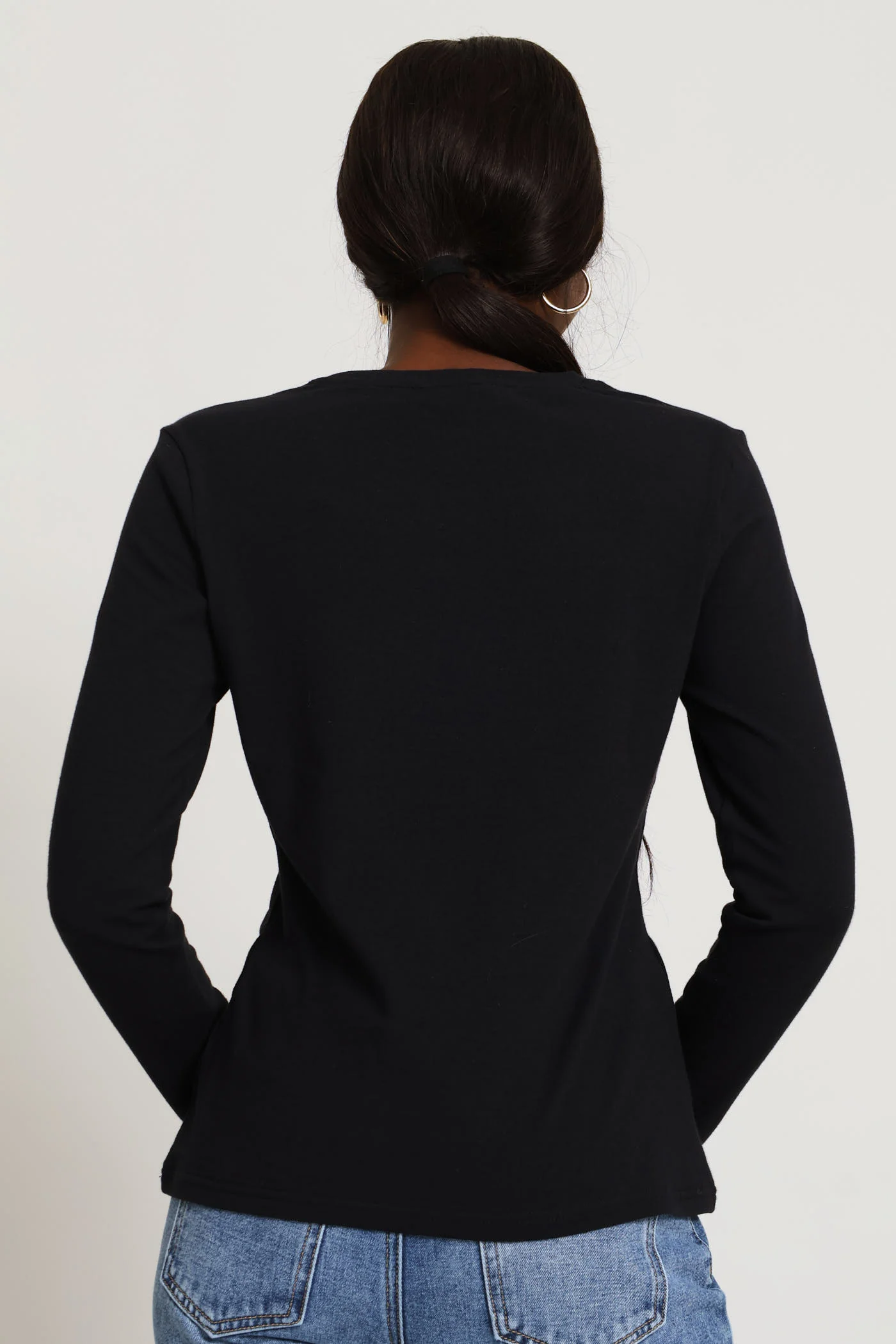 Long Sleeve Crew Tee - Black - Image 4