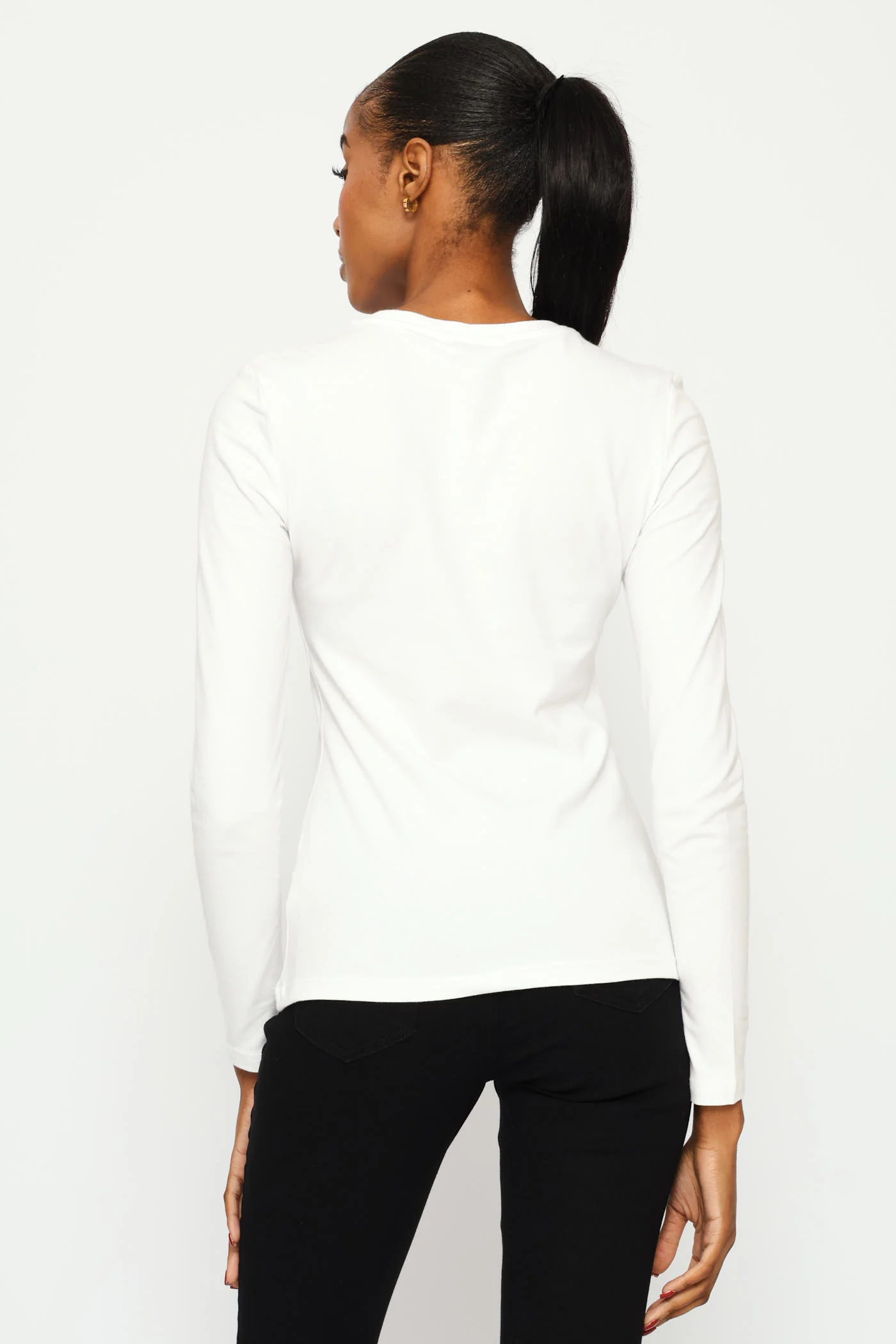Long Sleeve Crew Tee - White - Image 3