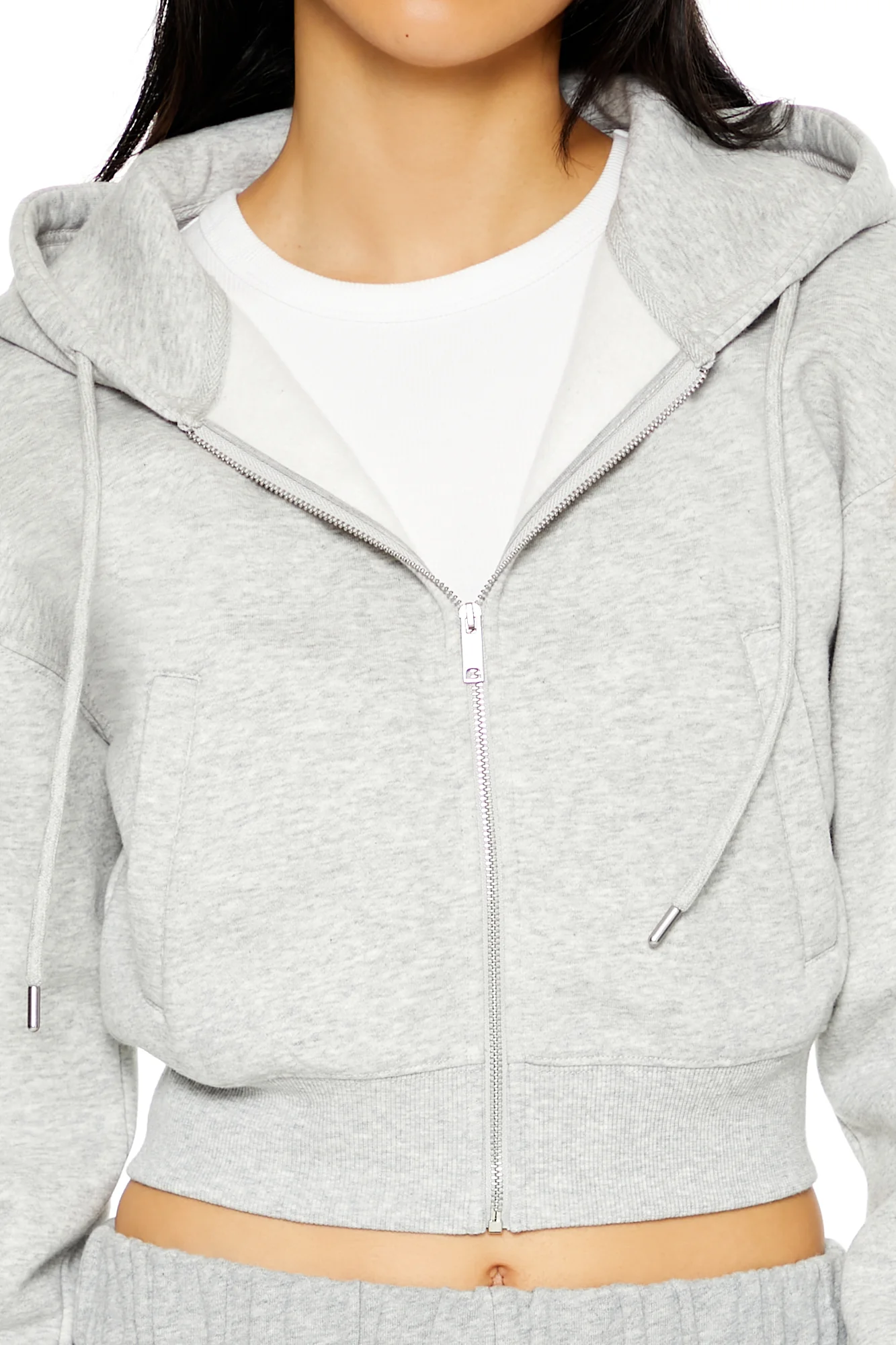 Long Sleeve Cropped Athletic Jacket - Grey - Image 2