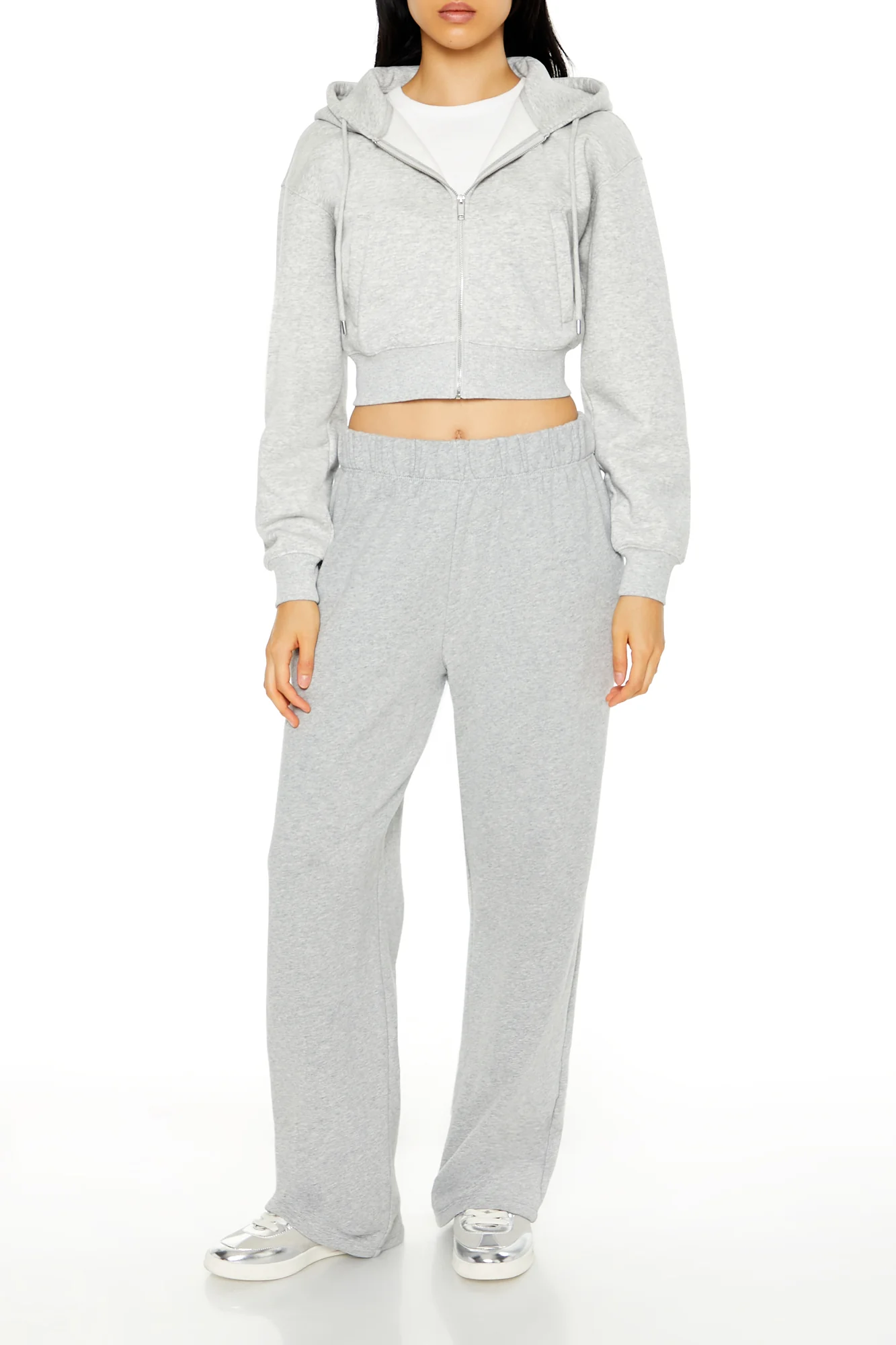 Long Sleeve Cropped Athletic Jacket - Grey - Image 5