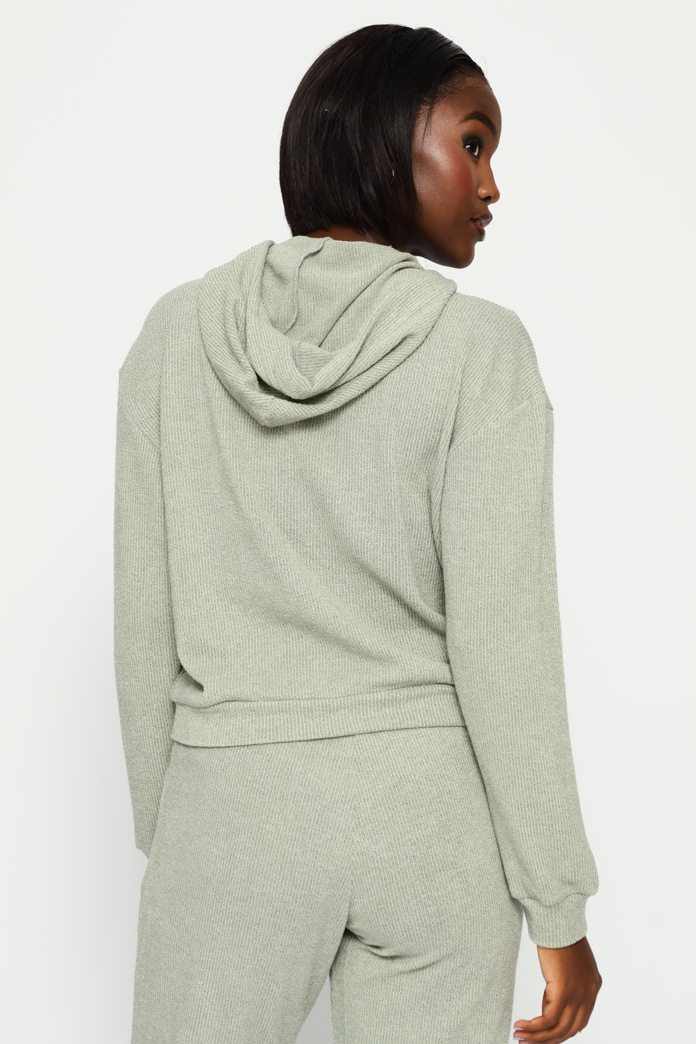 Long Sleeve Cut & Sew Leisure Hoody - Sage - Image 2