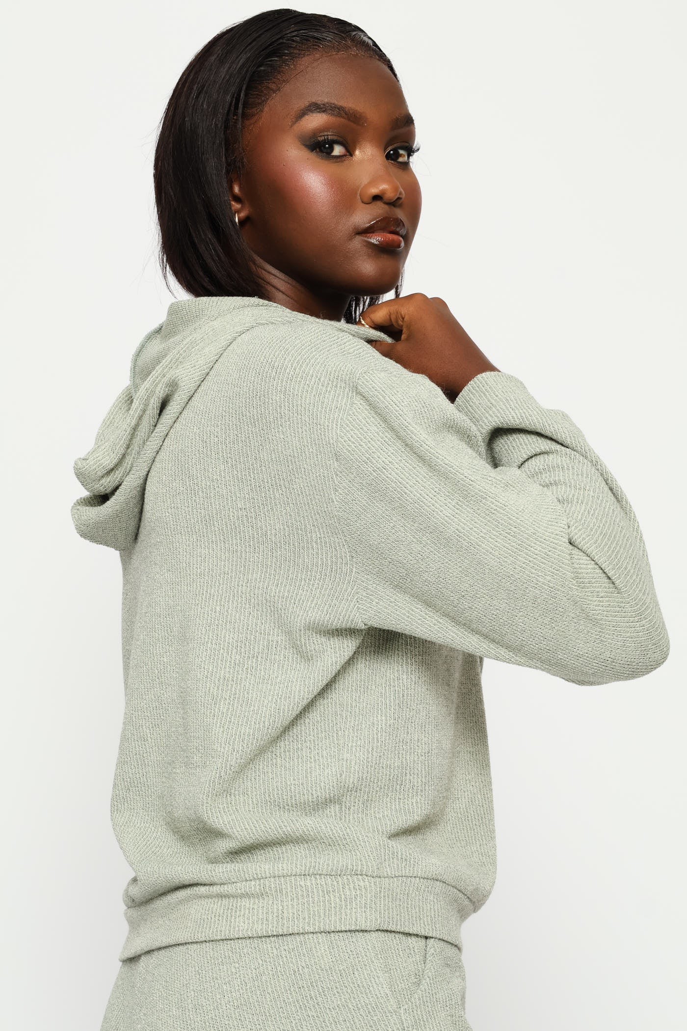 Long Sleeve Cut & Sew Leisure Hoody - Sage - Image 3