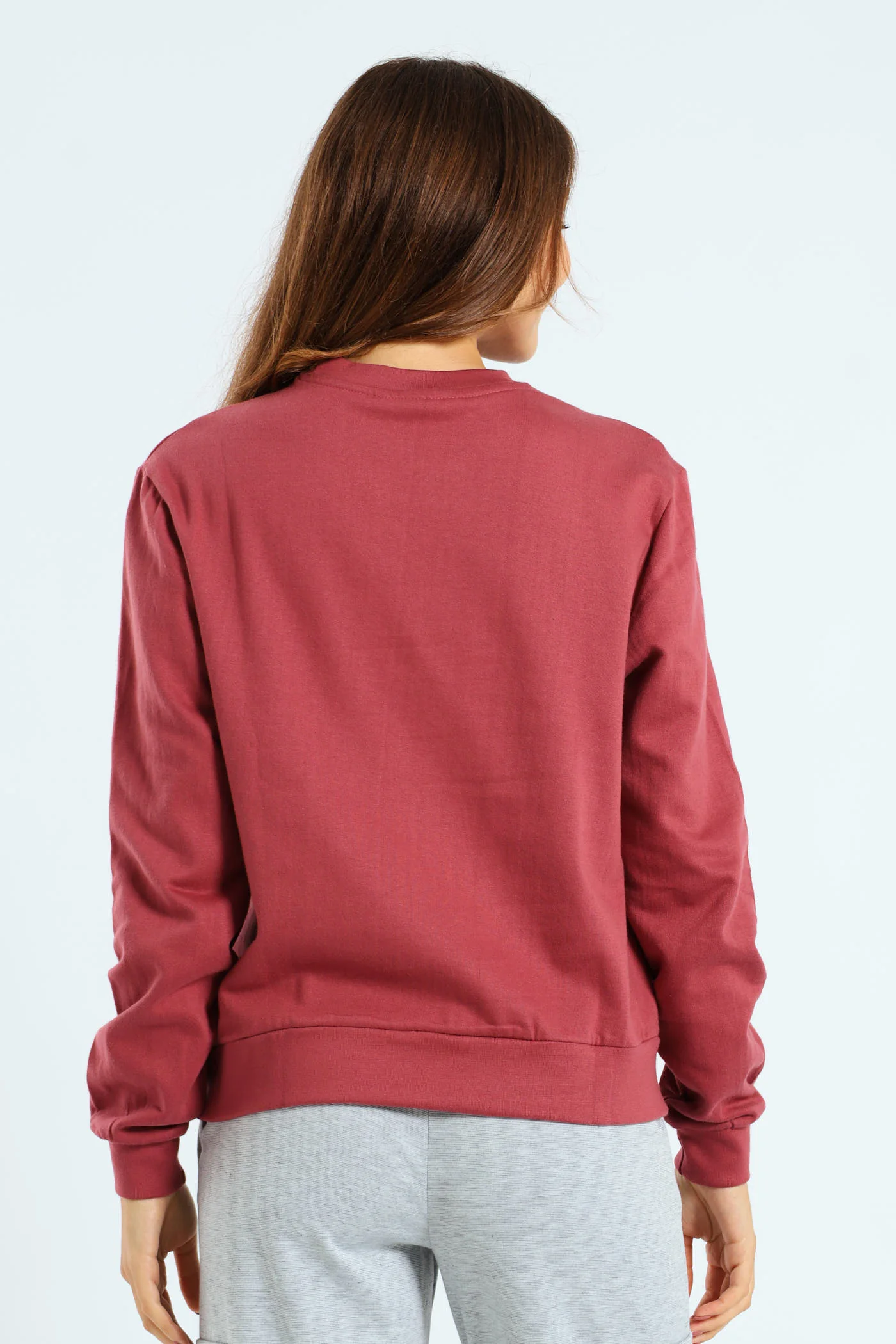 Long Sleeve Diamante Neckline Pullover - Deco Rose - Image 4