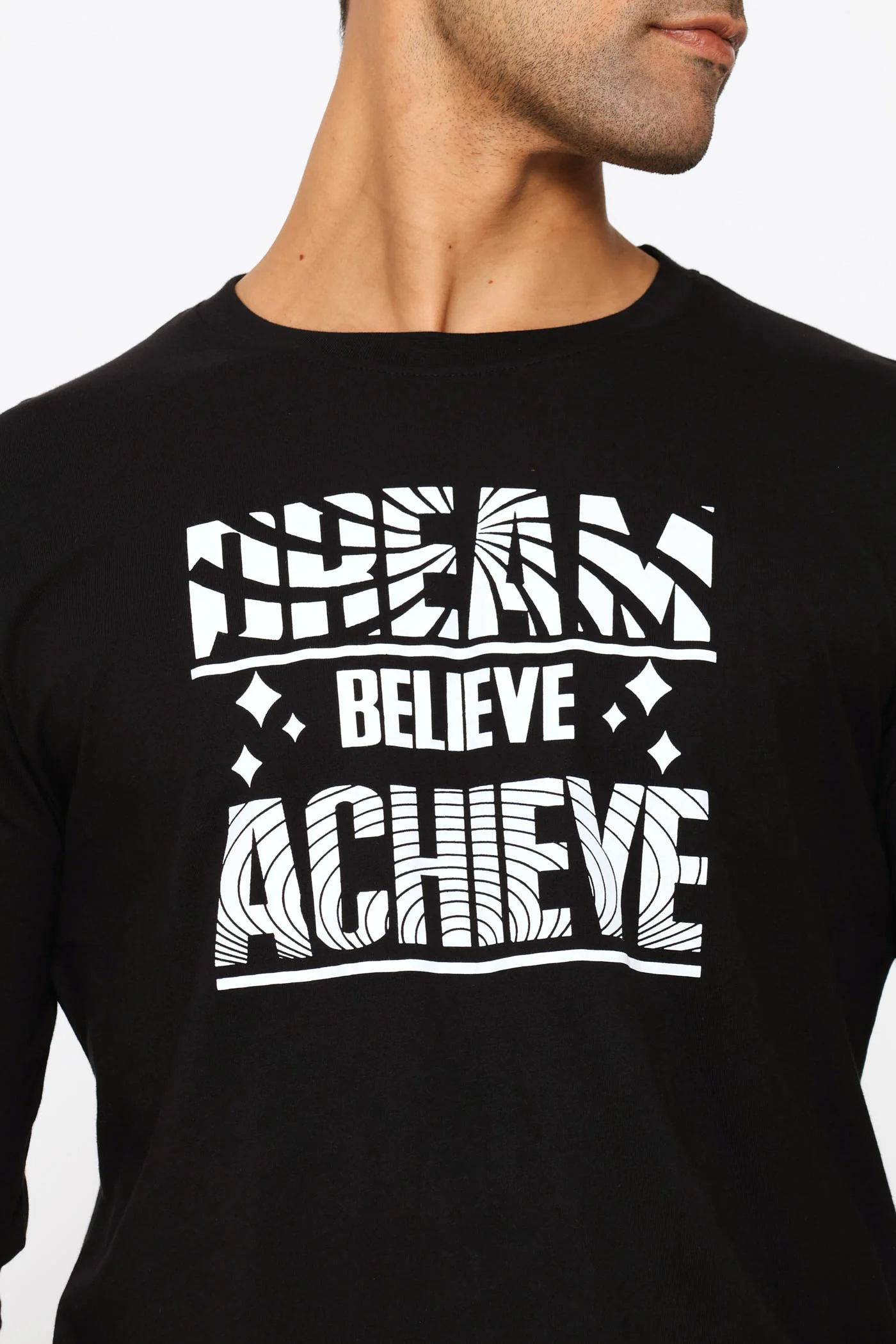 Long Sleeve Dream Slogan Tee - Black - Image 2
