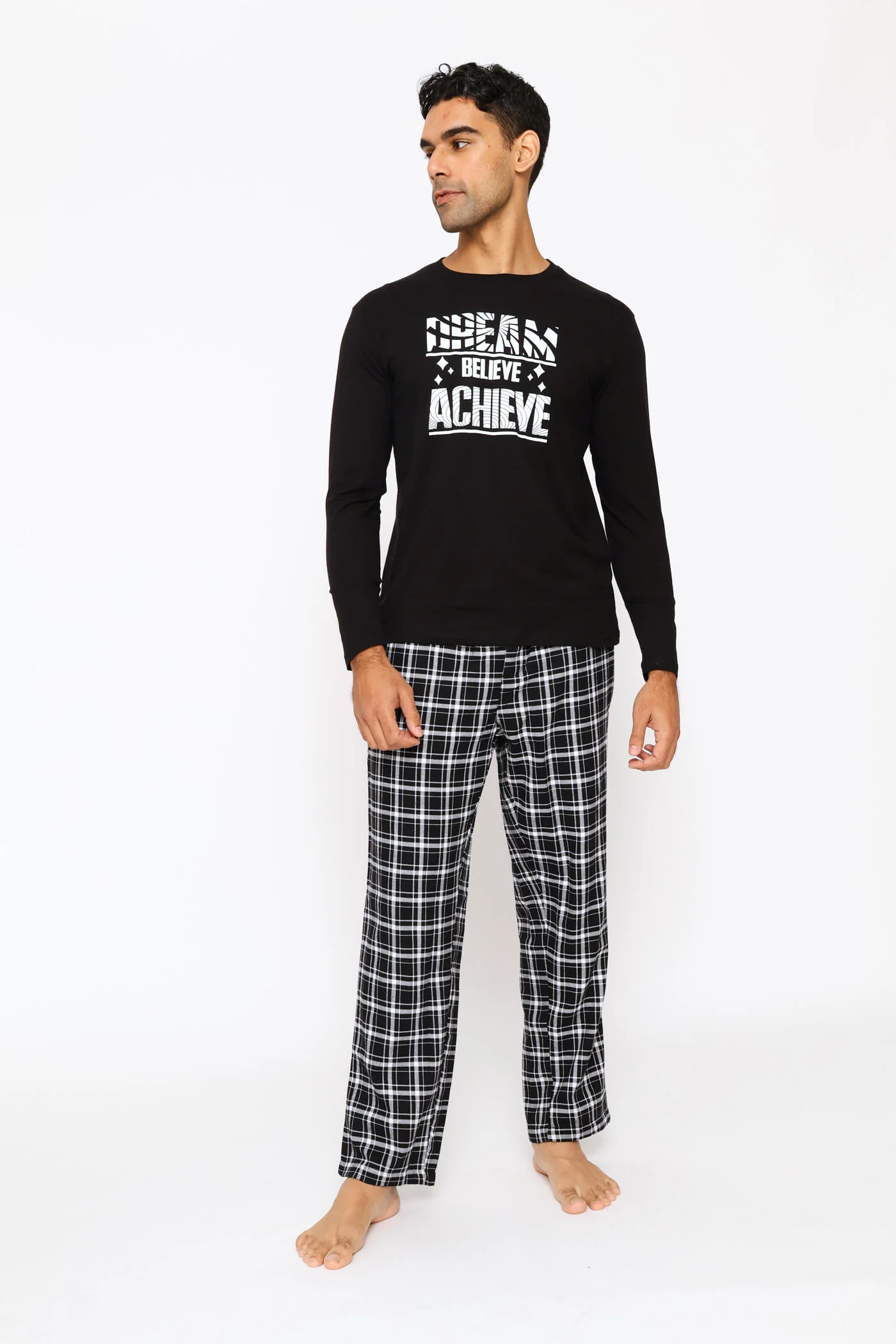 Long Sleeve Dream Slogan Tee - Black - Image 5