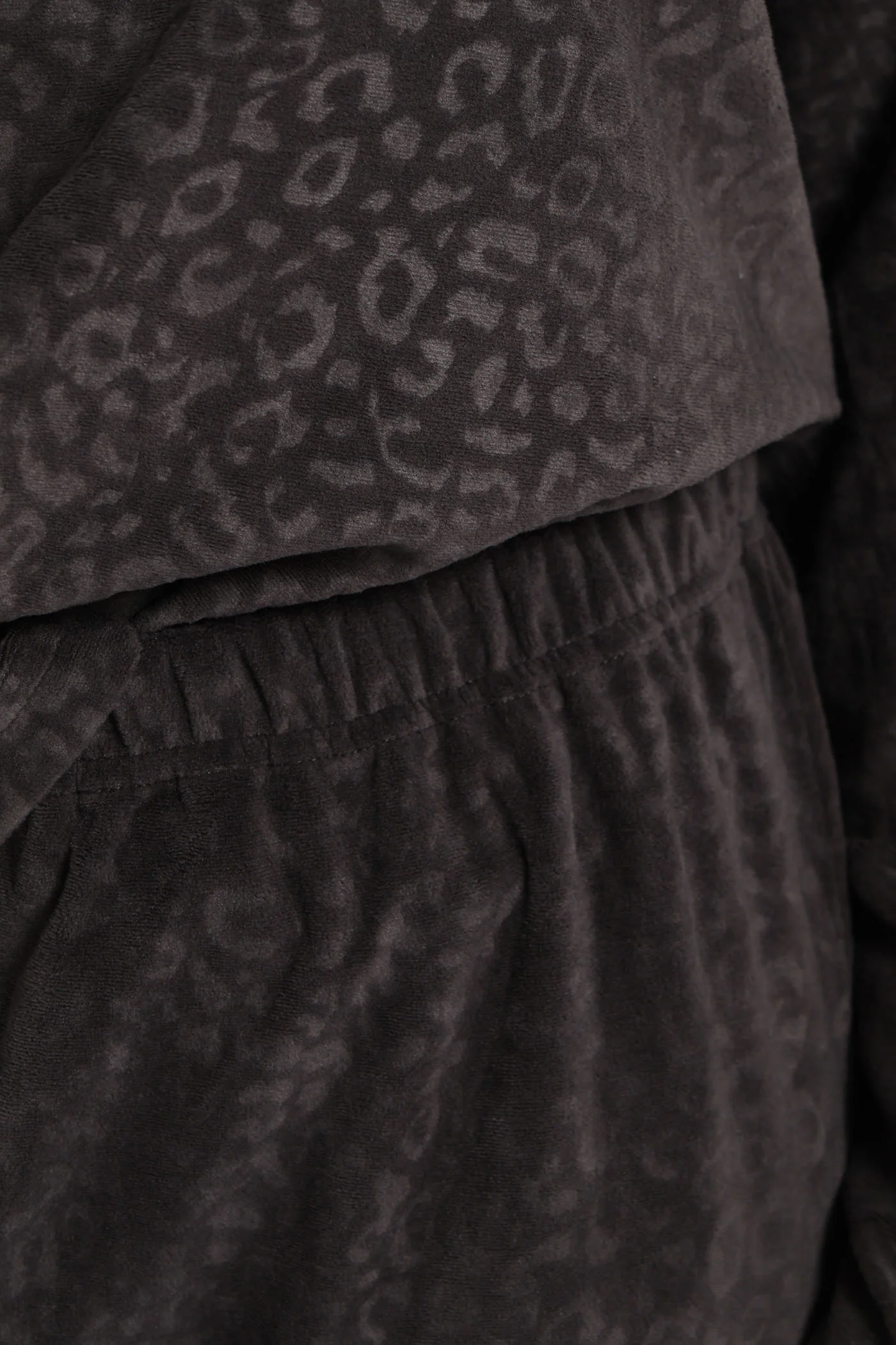 Long Sleeve Embossed Animal Print Top & Pants Set - Charcoal - Image 2