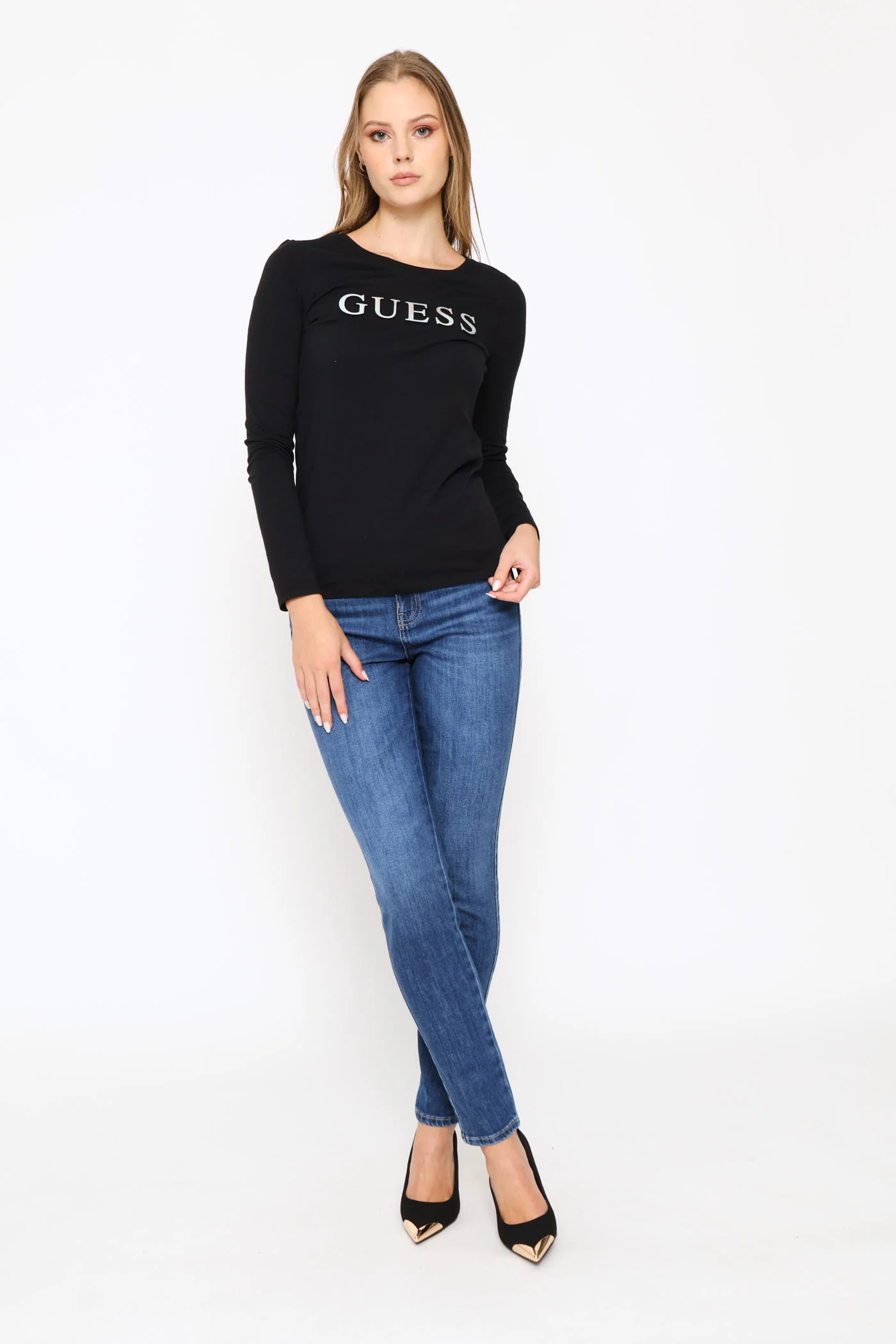 Long Sleeve Embossed Tee - Black - Image 5