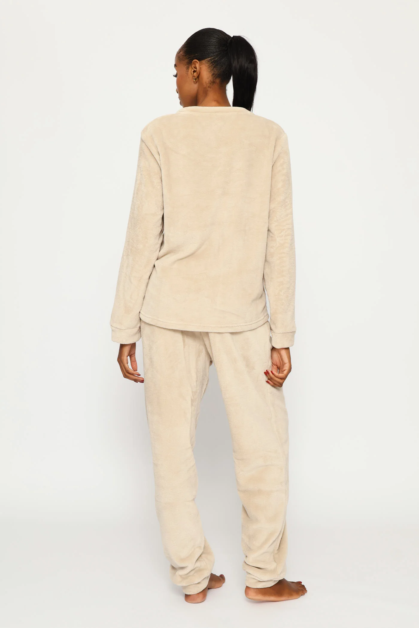 Long Sleeve Embroidered Dreams Cosy Top & Jogger Set - Stone - Image 5