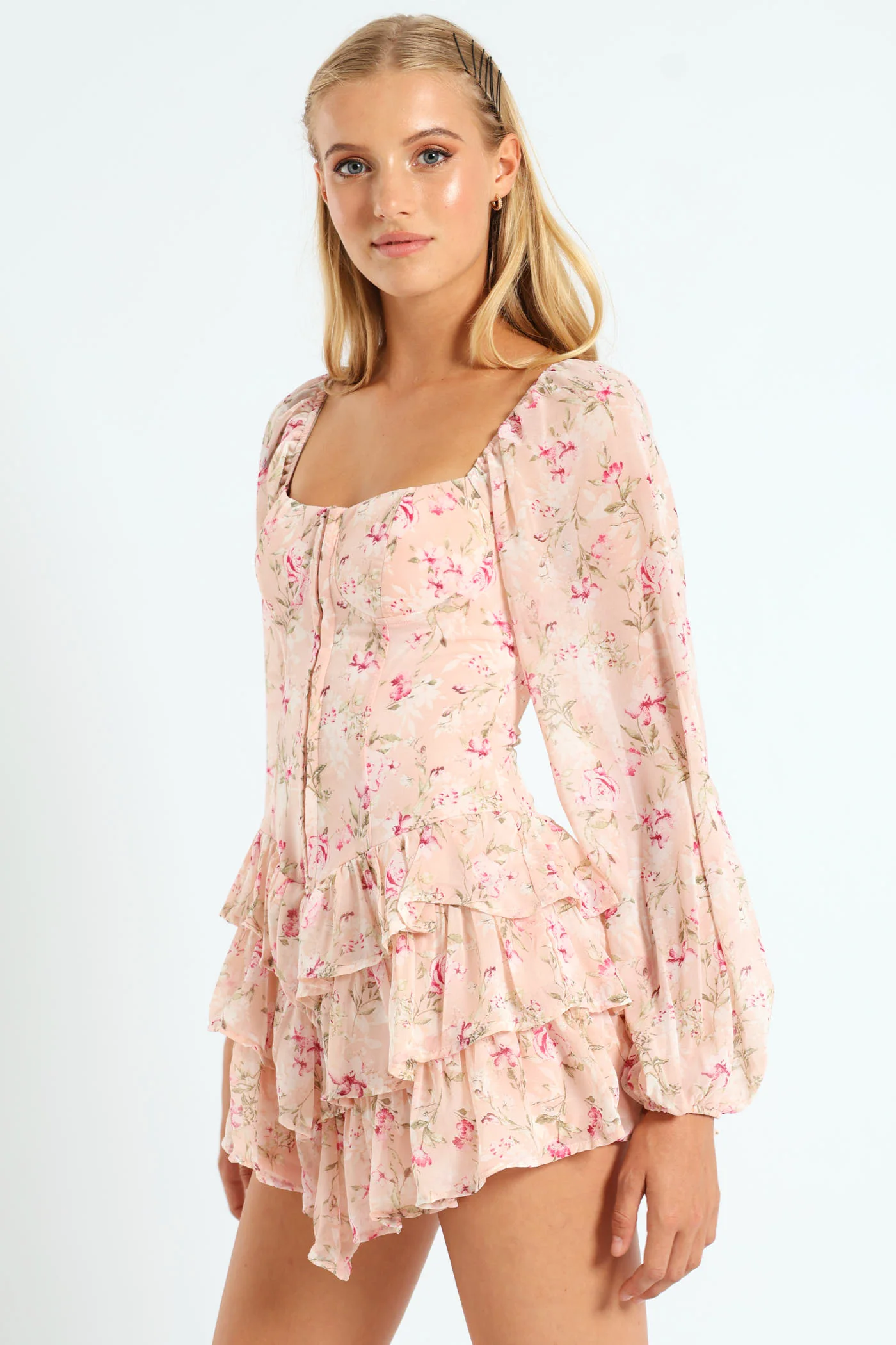 Long Sleeve Fit & Flare Mini Dress - Pink - Image 5