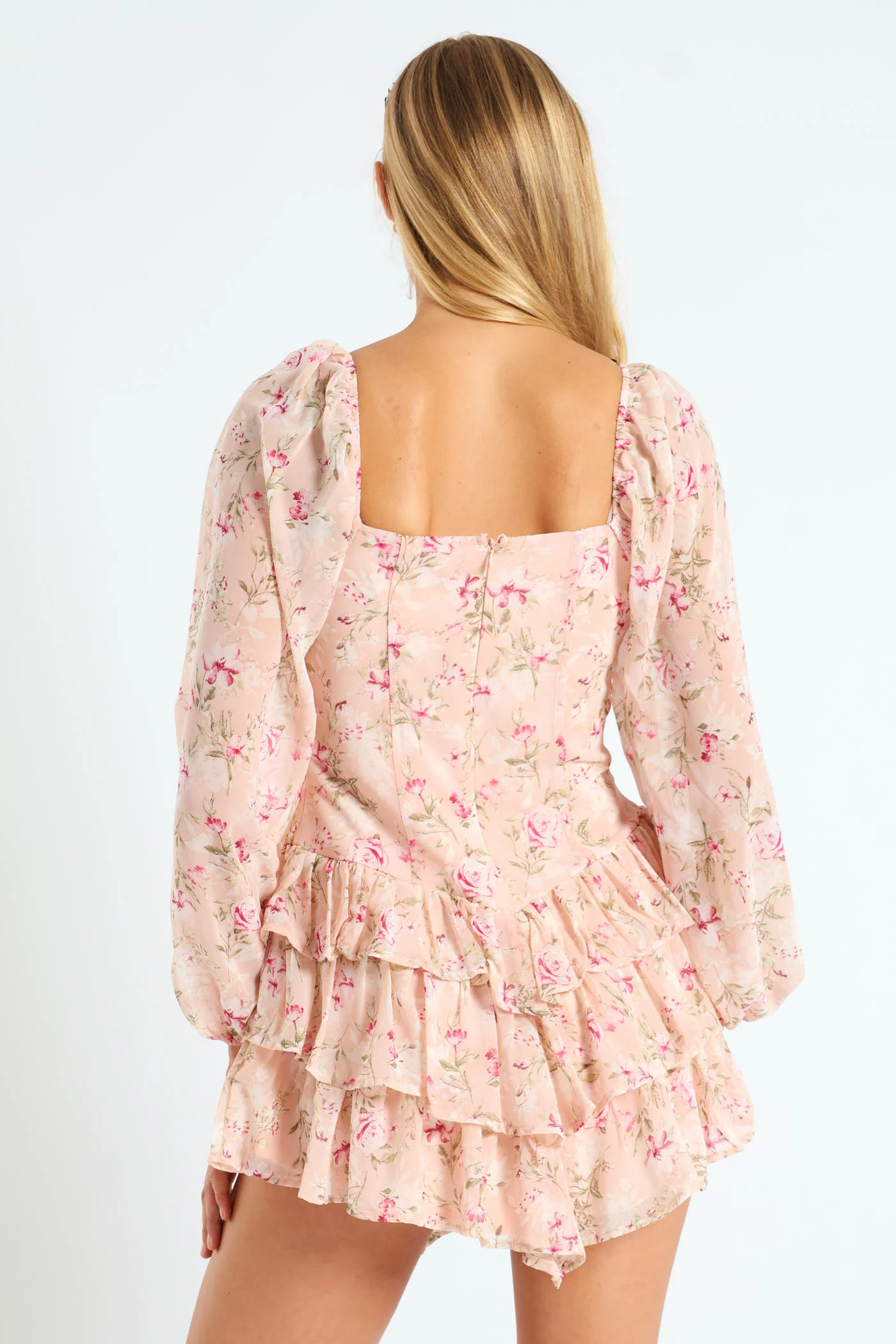 Long Sleeve Fit & Flare Mini Dress - Pink - Image 6