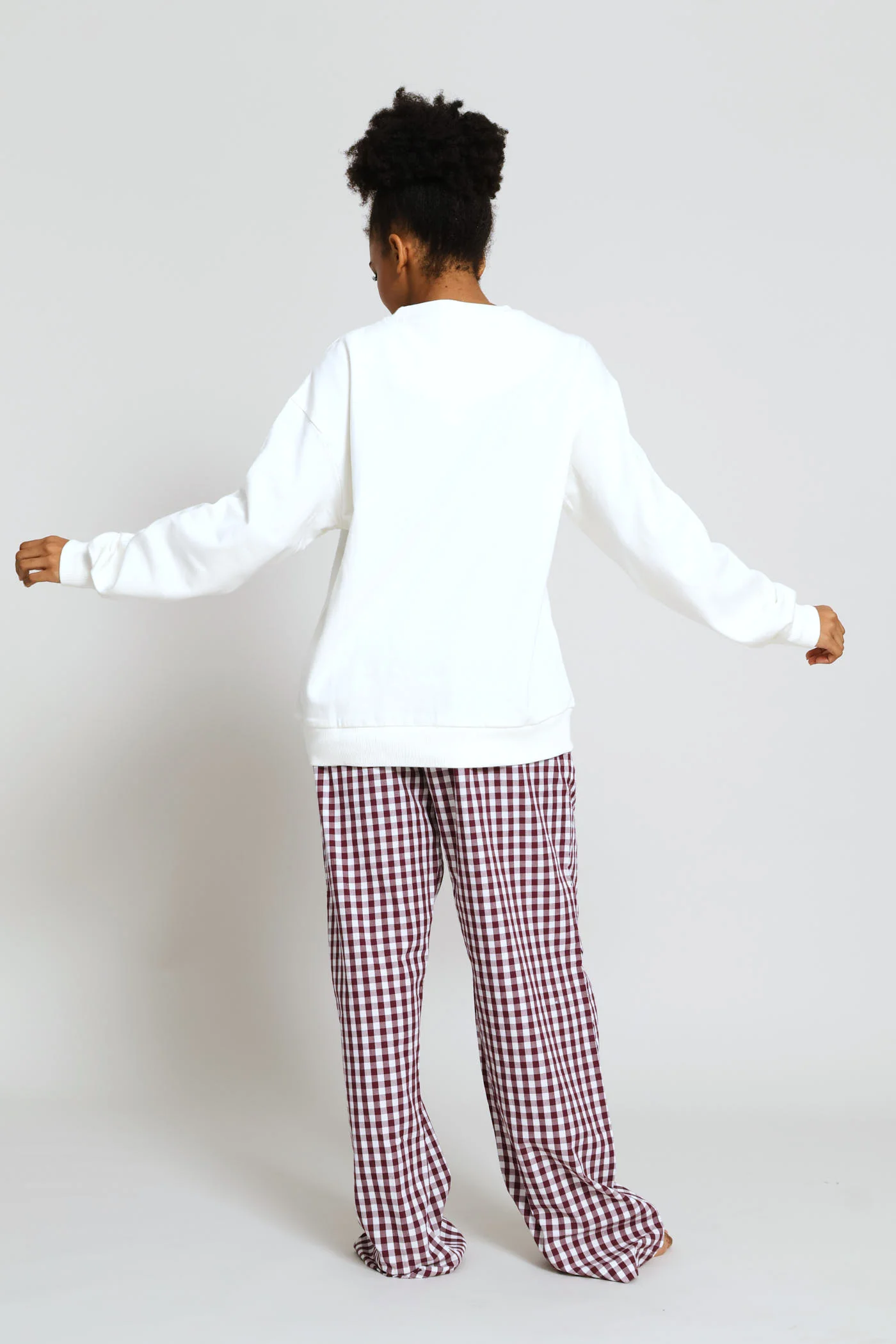 Long Sleeve Fleece Pullover & Woven Pant Set - Cream - Image 6