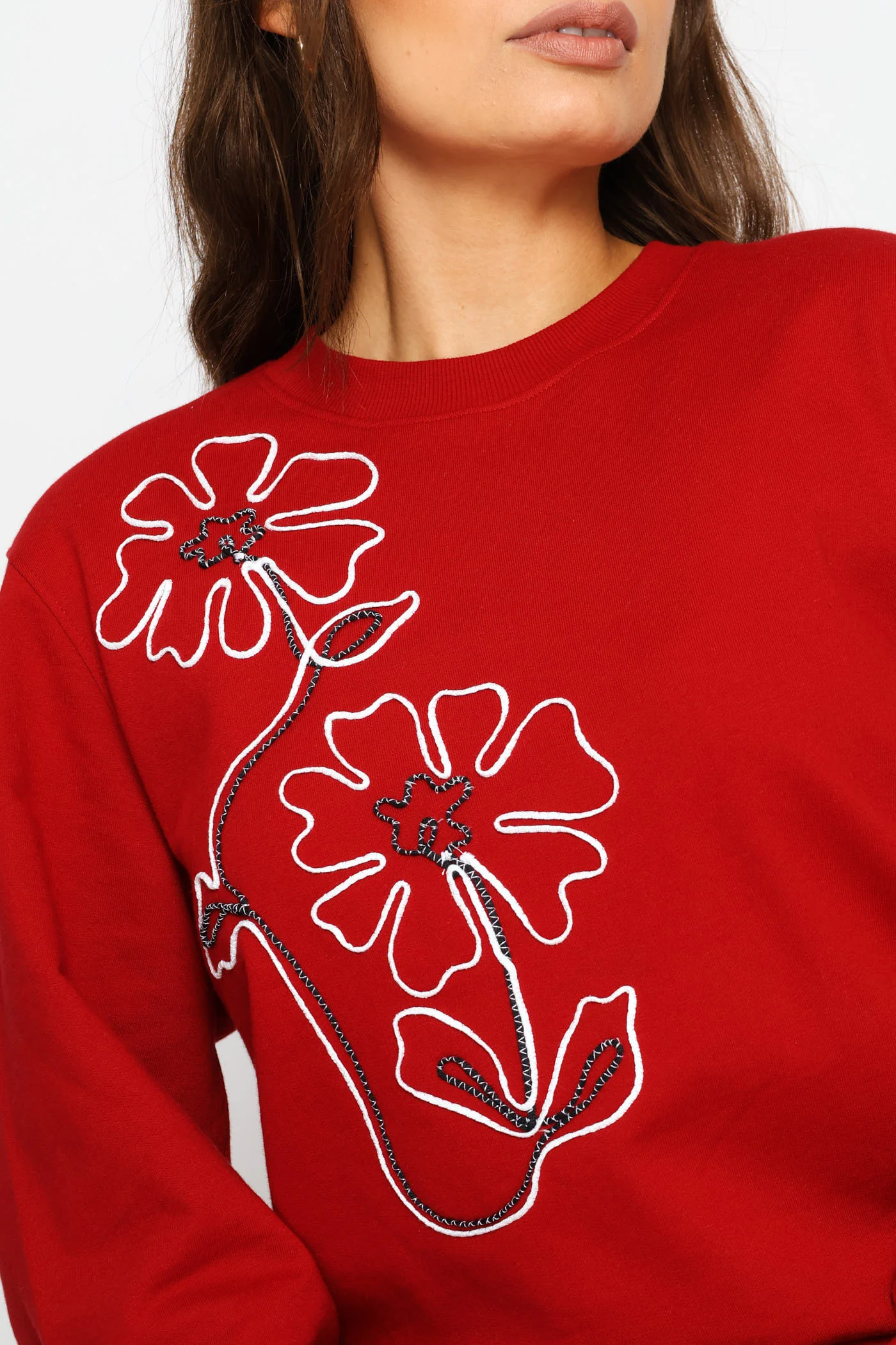 Long Sleeve Floral Cornelli Pullover - Rust - Image 2