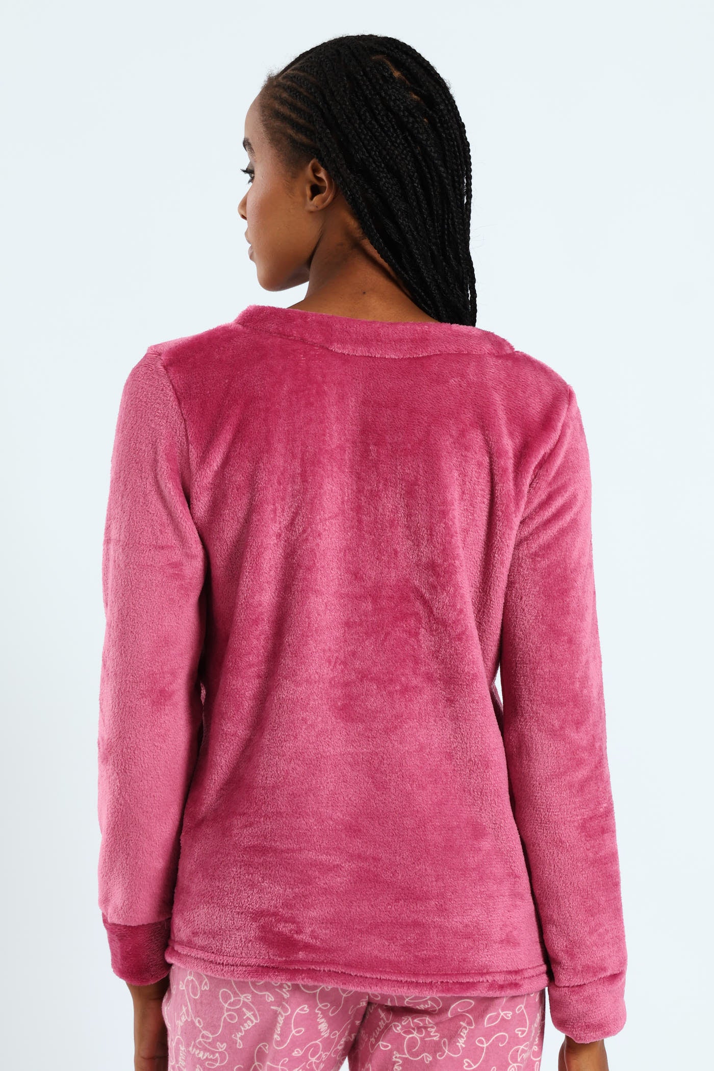 Long Sleeve Fluffy Embroidered Chilled Weekend Pull Over - Dusty Pink - Image 4