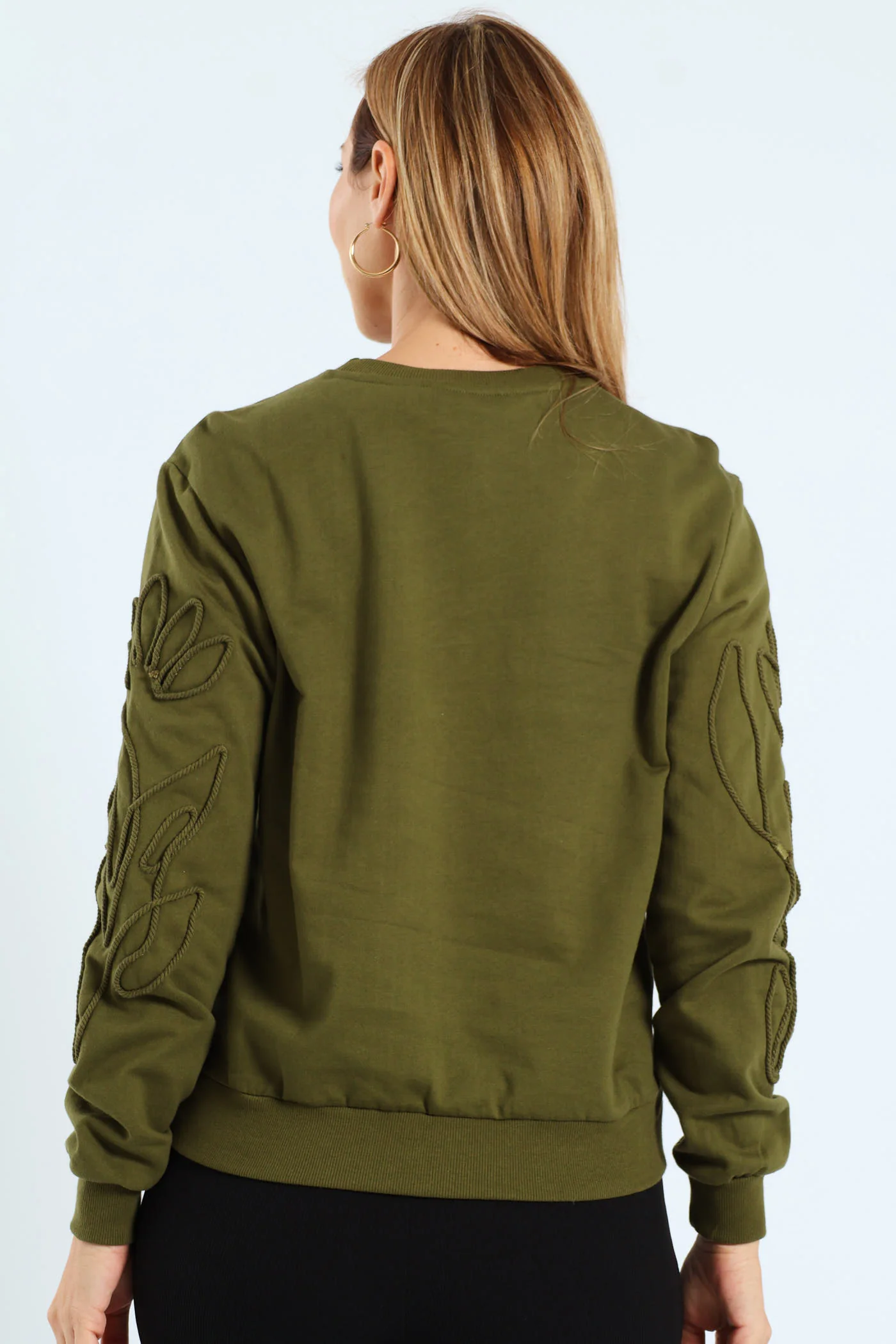 Long Sleeve Foliage Cornelli Fleece Pullover - Fatigue - Image 3