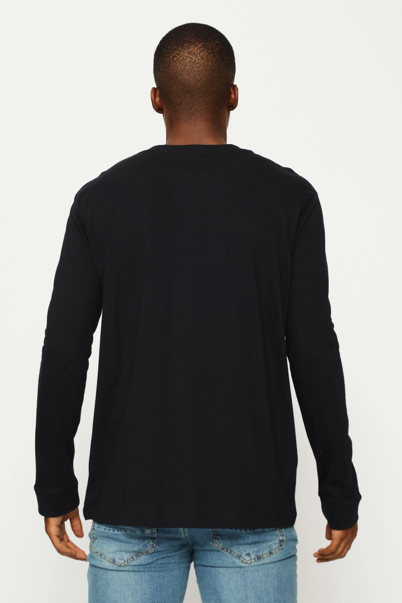 Long Sleeve Front Bear Print Tee - Black - Image 4