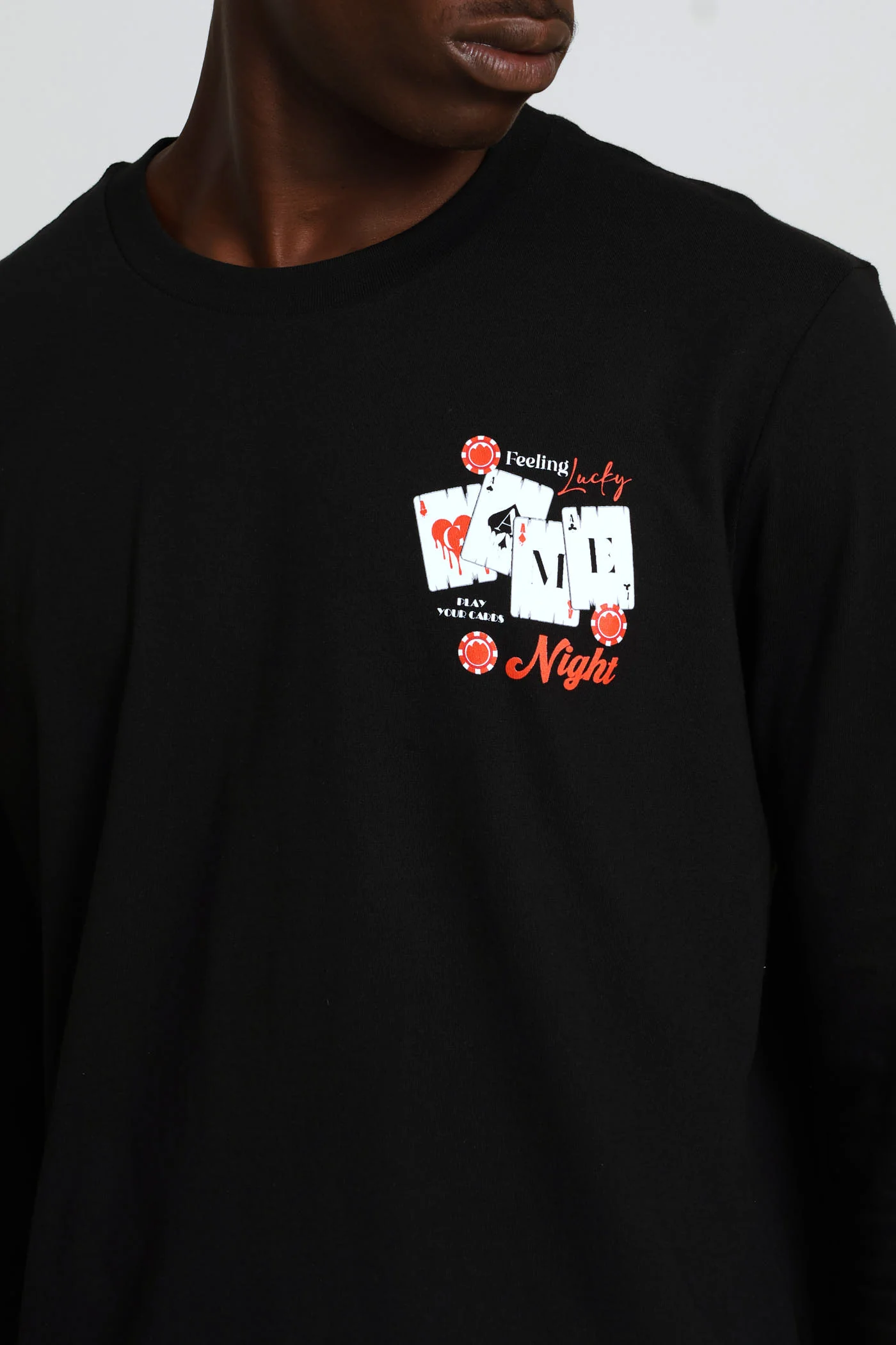 Long Sleeve Game Night Front & Back Tee - Black - Image 2
