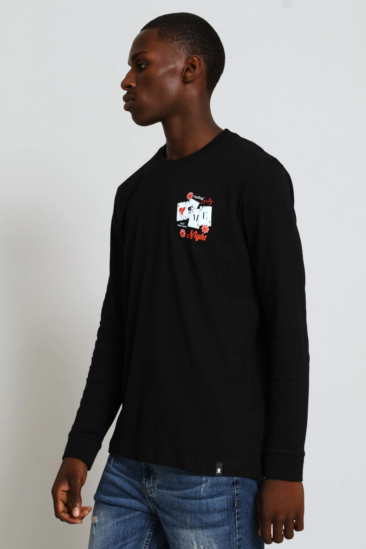 Long Sleeve Game Night Front & Back Tee - Black - Image 3