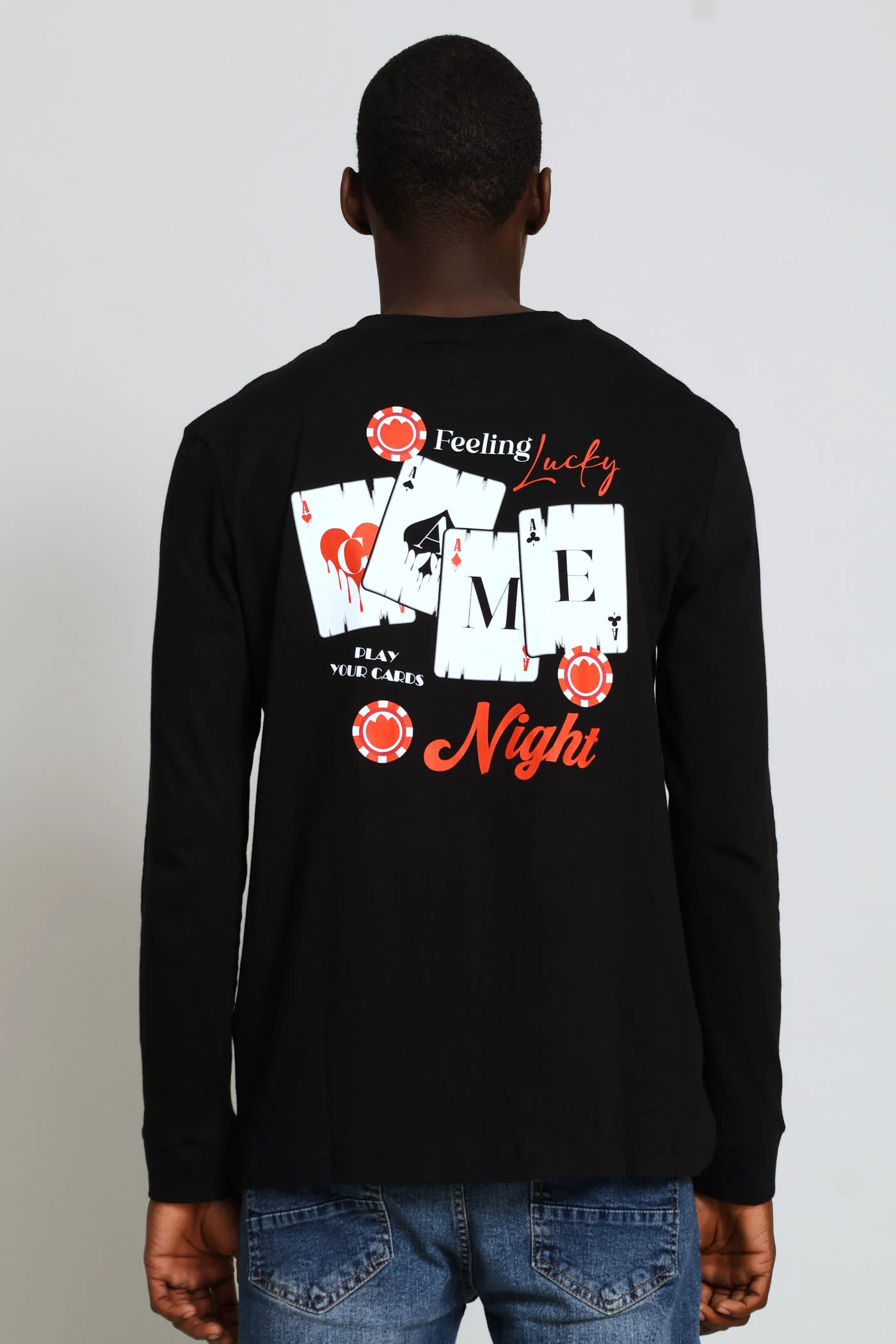 Long Sleeve Game Night Front & Back Tee - Black - Image 4