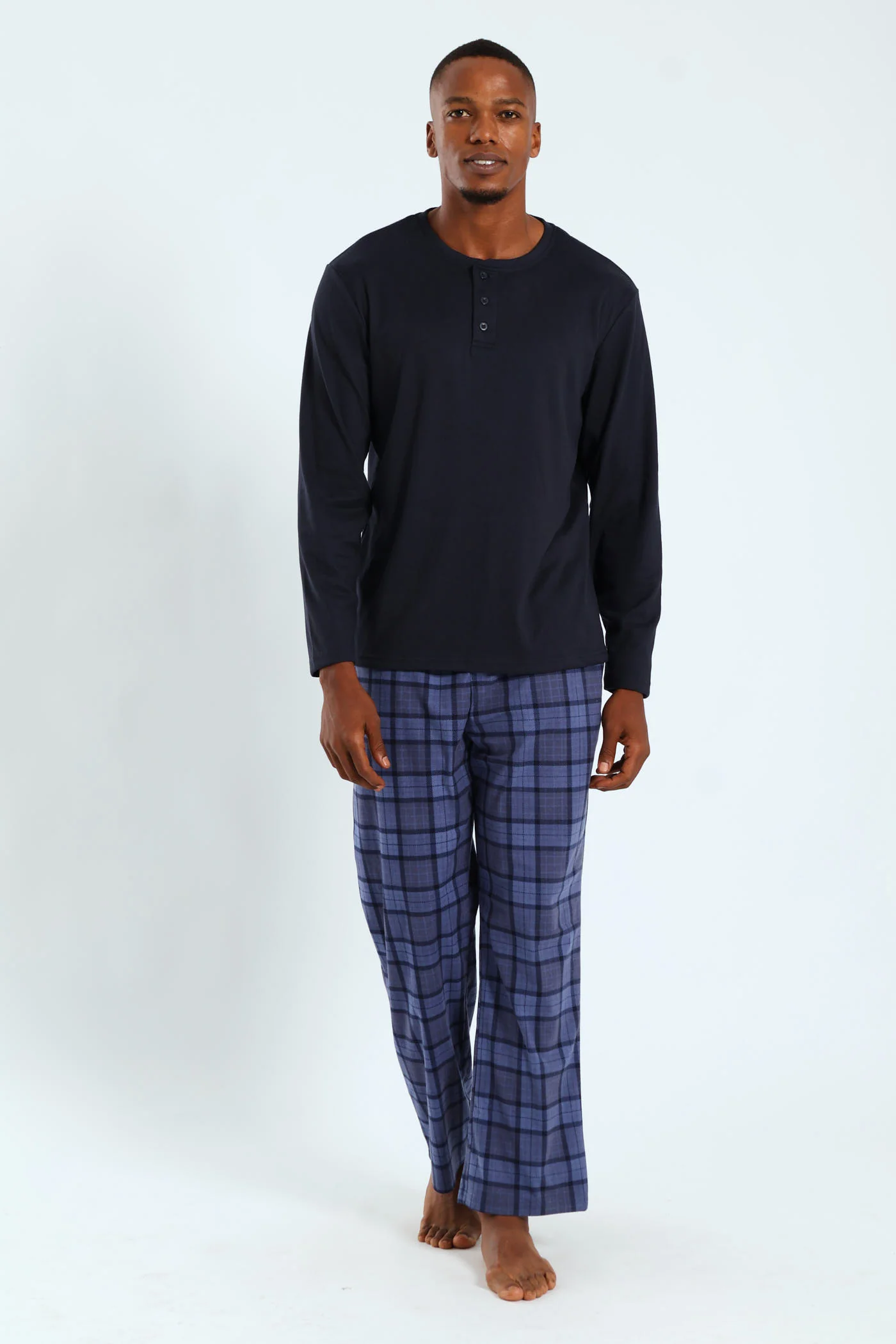 Long Sleeve Henley Interlock Top - Navy - Image 3