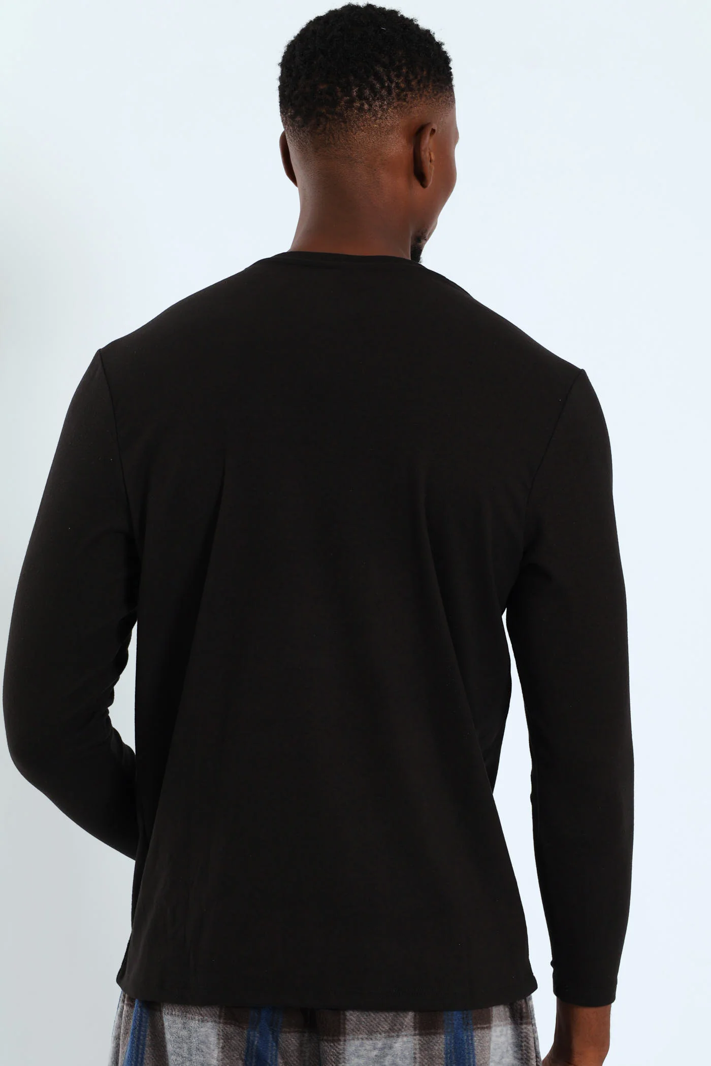 Long Sleeve Interlock Sleep Top - Black - Image 2