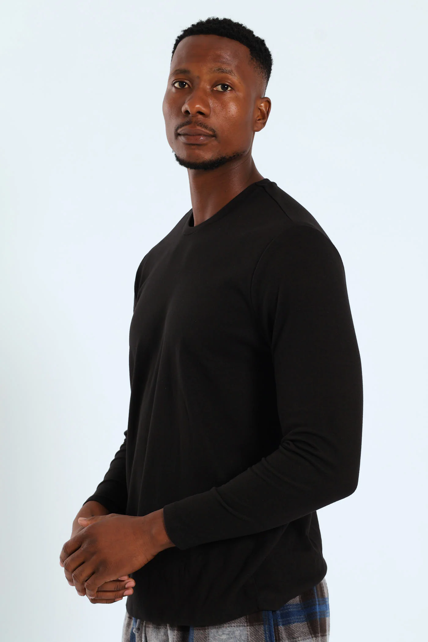 Long Sleeve Interlock Sleep Top - Black - Image 3