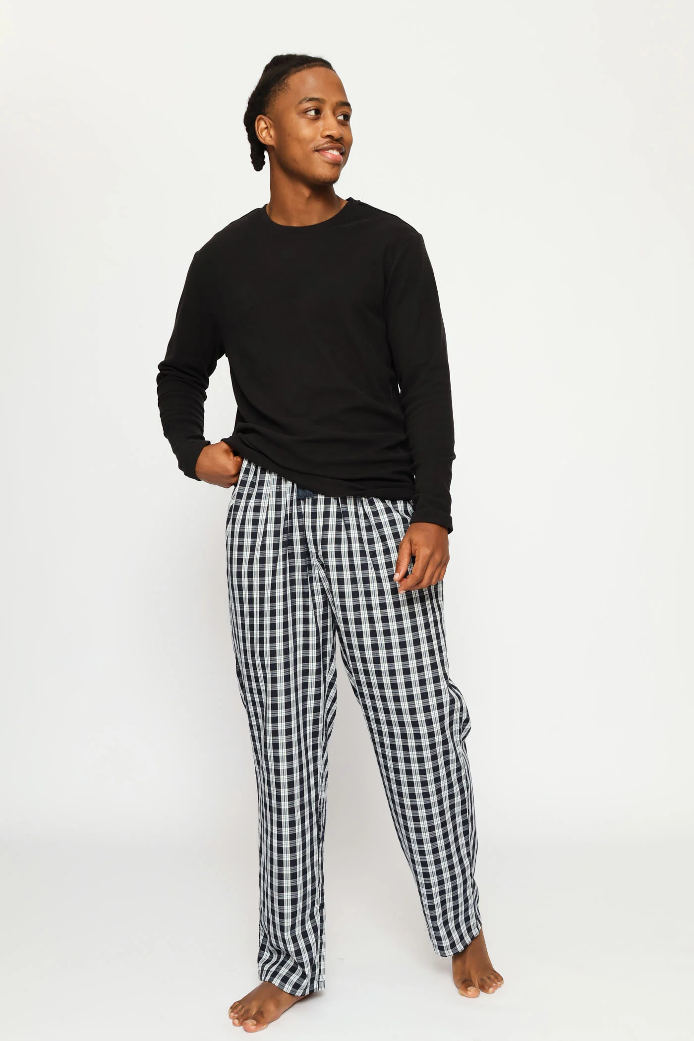 Long Sleeve Interlock Sleep Top - Black - Image 5