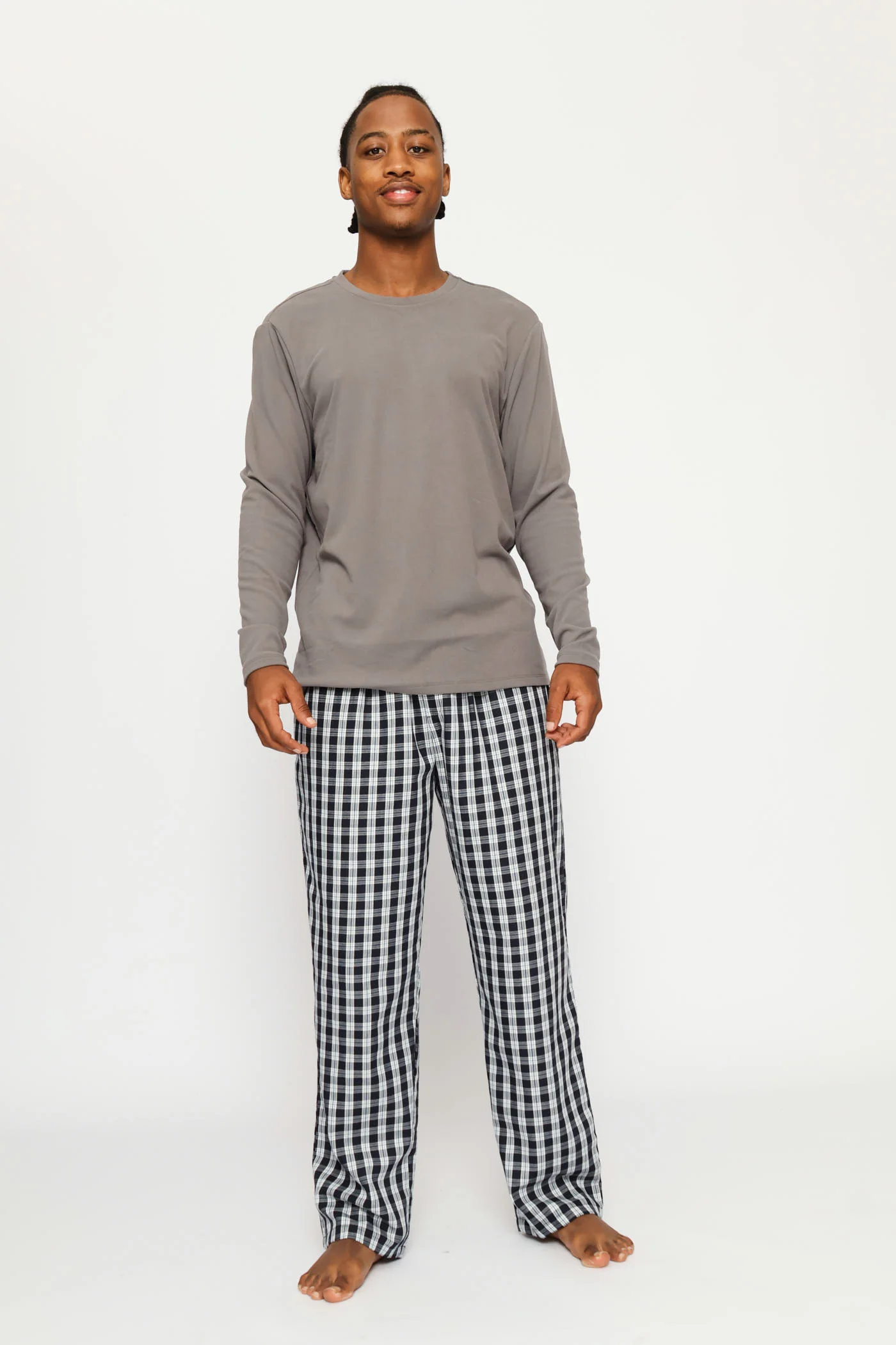 Long Sleeve Interlock Sleep Top - Grey - Image 5