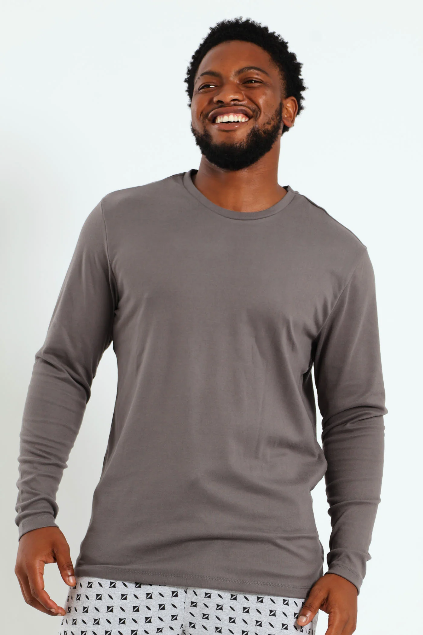 Long Sleeve Interlock Top - Grey - Image 3