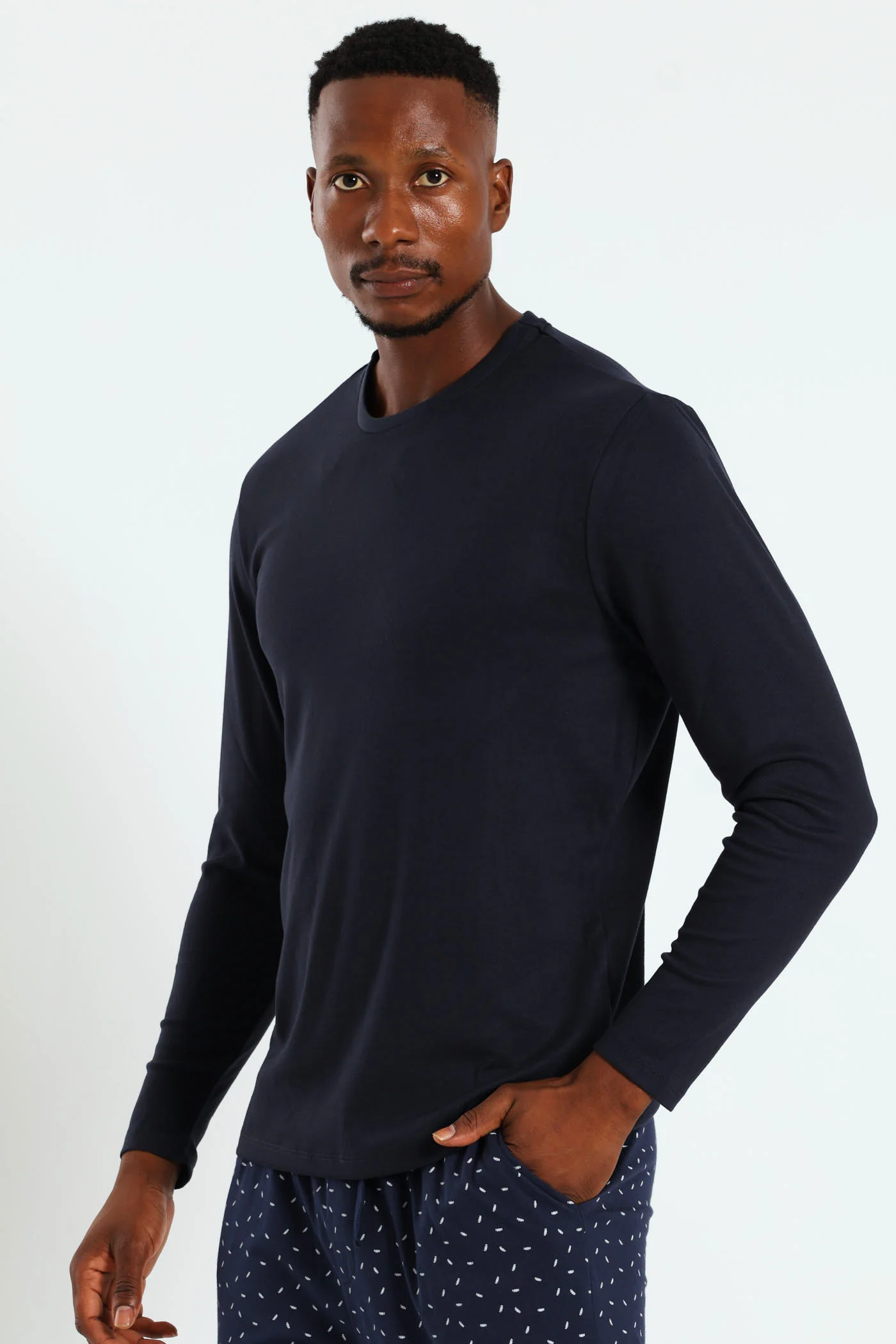 Long Sleeve Interlock Top - Navy - Image 2