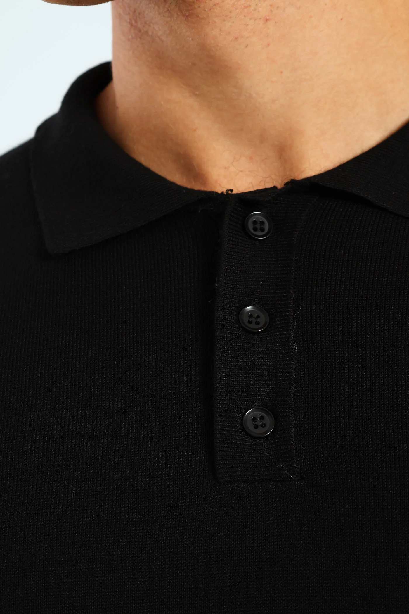 Long Sleeve Knit Golfer - Black - Image 2