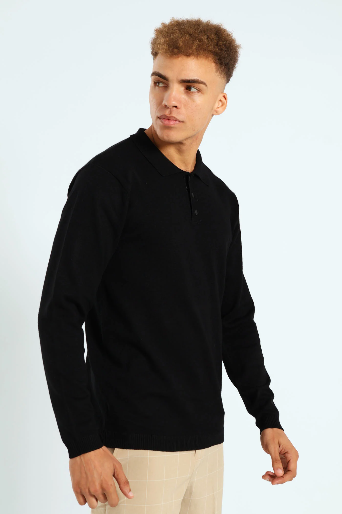 Long Sleeve Knit Golfer - Black - Image 3