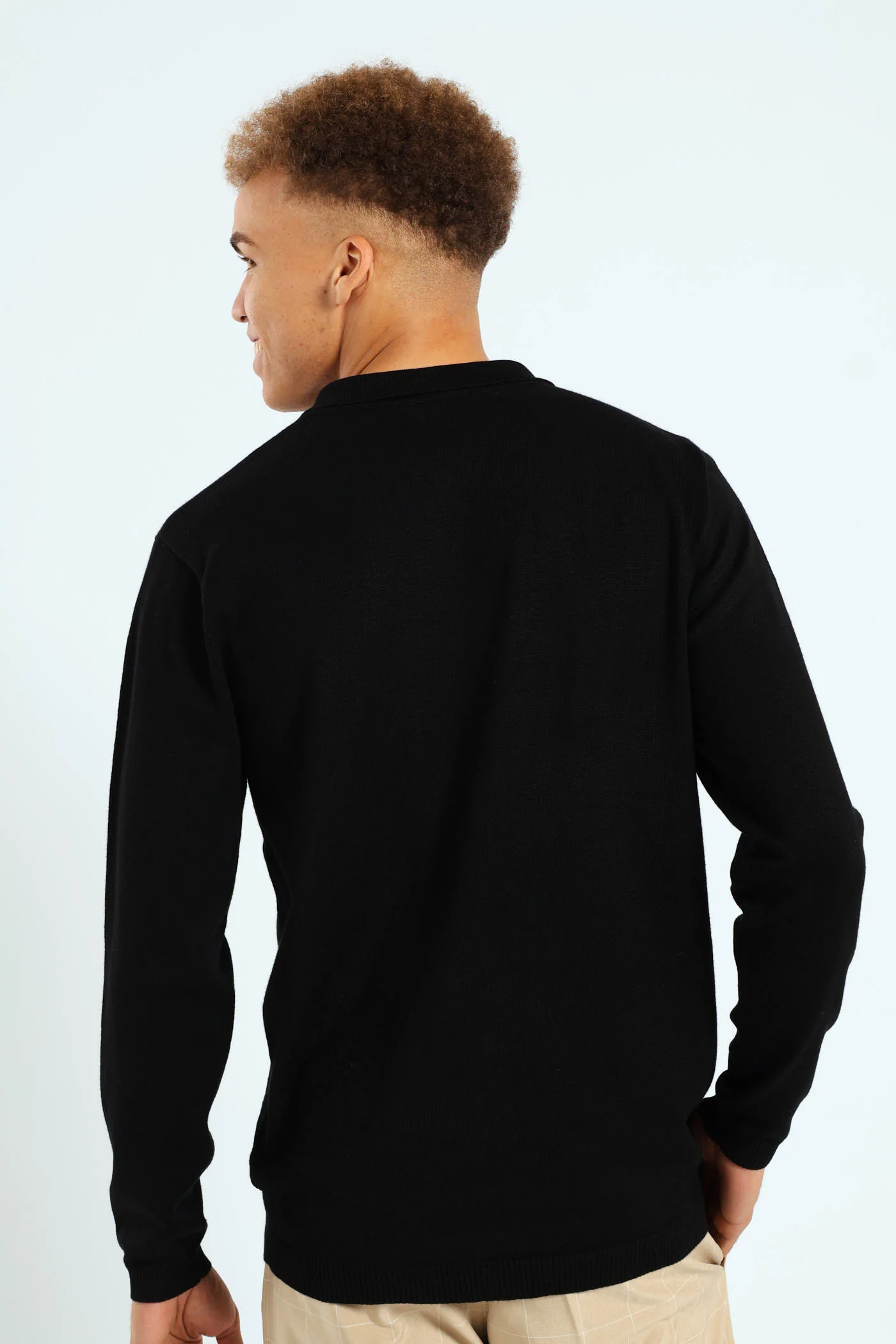 Long Sleeve Knit Golfer - Black - Image 4