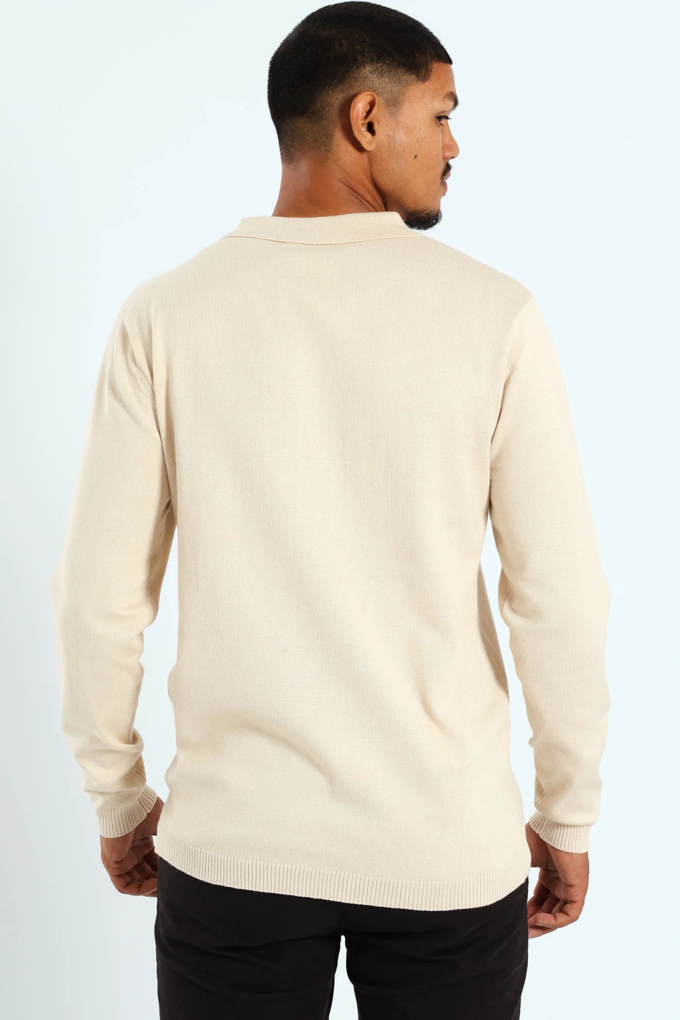 Long Sleeve Knit Golfer - Tan - Image 3