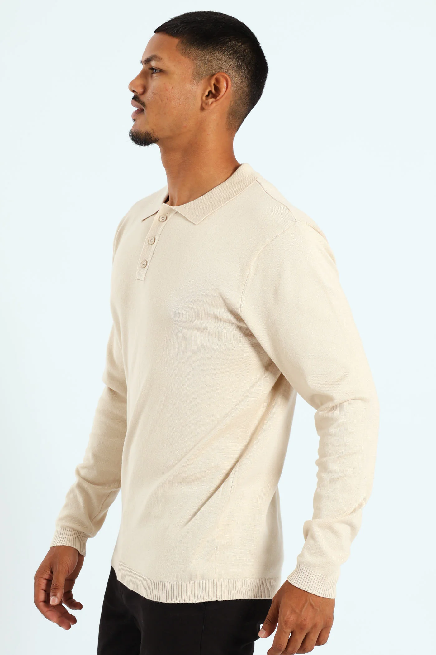 Long Sleeve Knit Golfer - Tan - Image 4