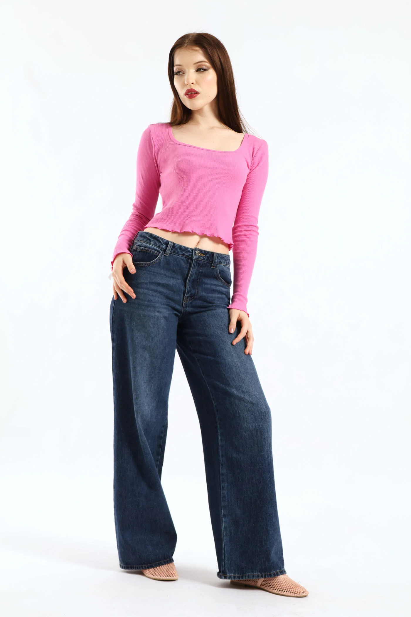 Long Sleeve Knit Shirt - Pink - Image 2