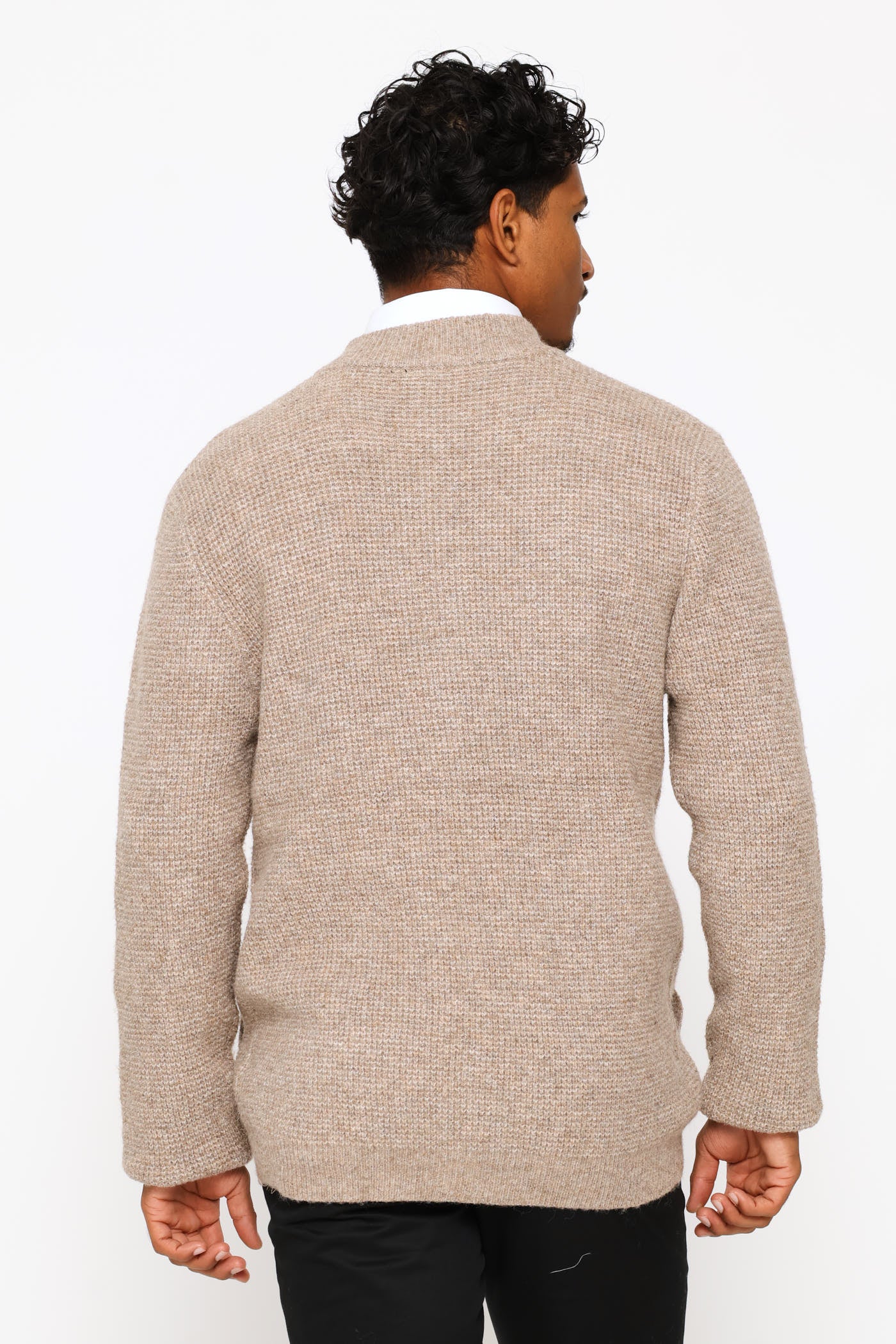 Long Sleeve Knitwear Jacket - Taupe - Image 4